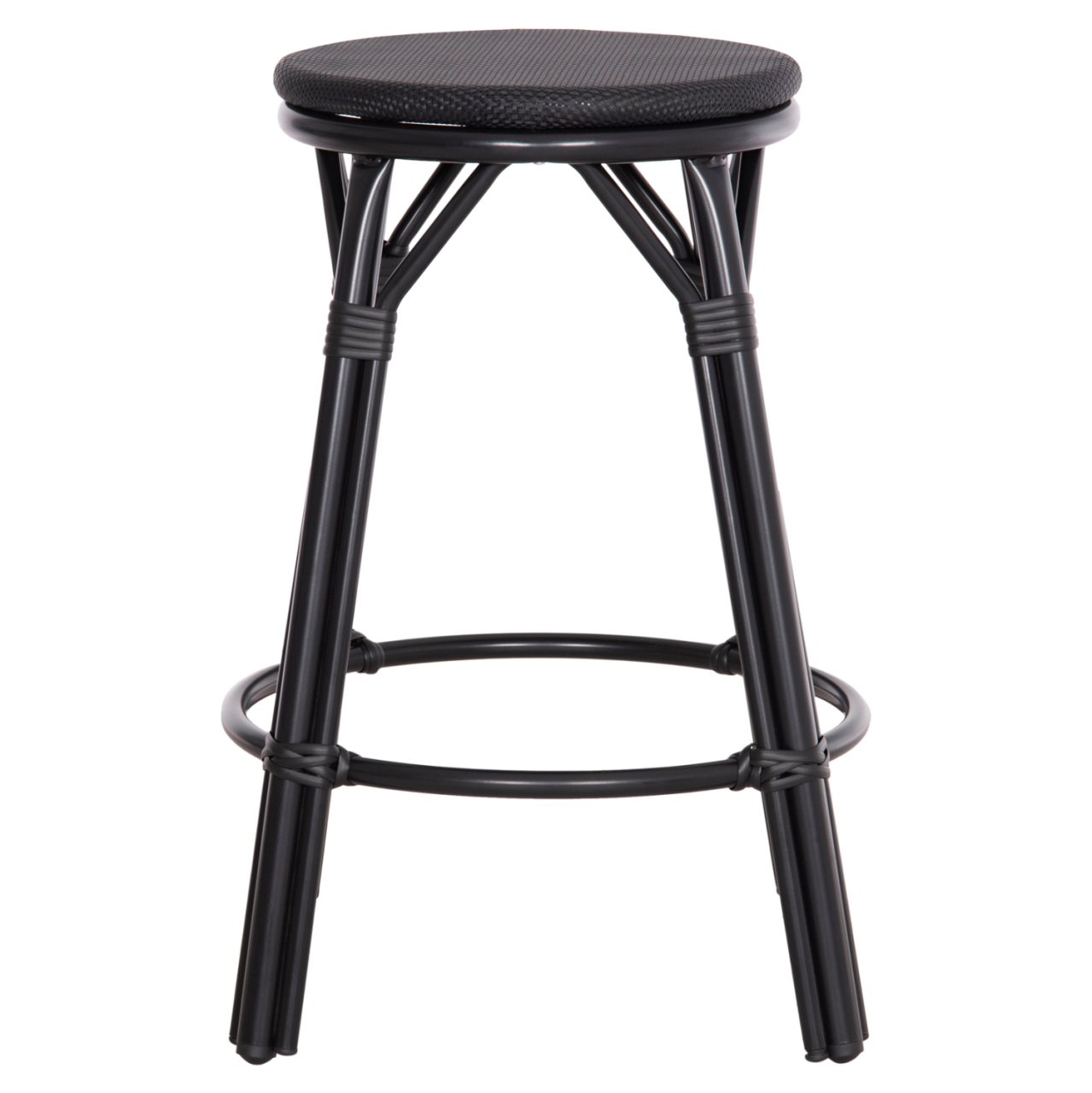 ALUMINUM MEDIUM HEIGHT BAR STOOL CHINO HM6286.02 BAMBOO LOOK and TEXTILENE IN BLACK 43x43x65Hcm. [3]