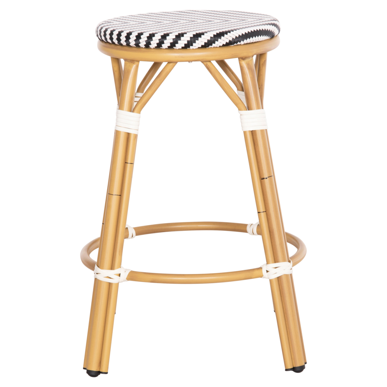 ALUMINUM MEDIUM HEIGHT BAR STOOL CHINO HM6286.03 BAMBOO LOOK and TEXTILENE BLACK 43x43x65Hcm. [3]