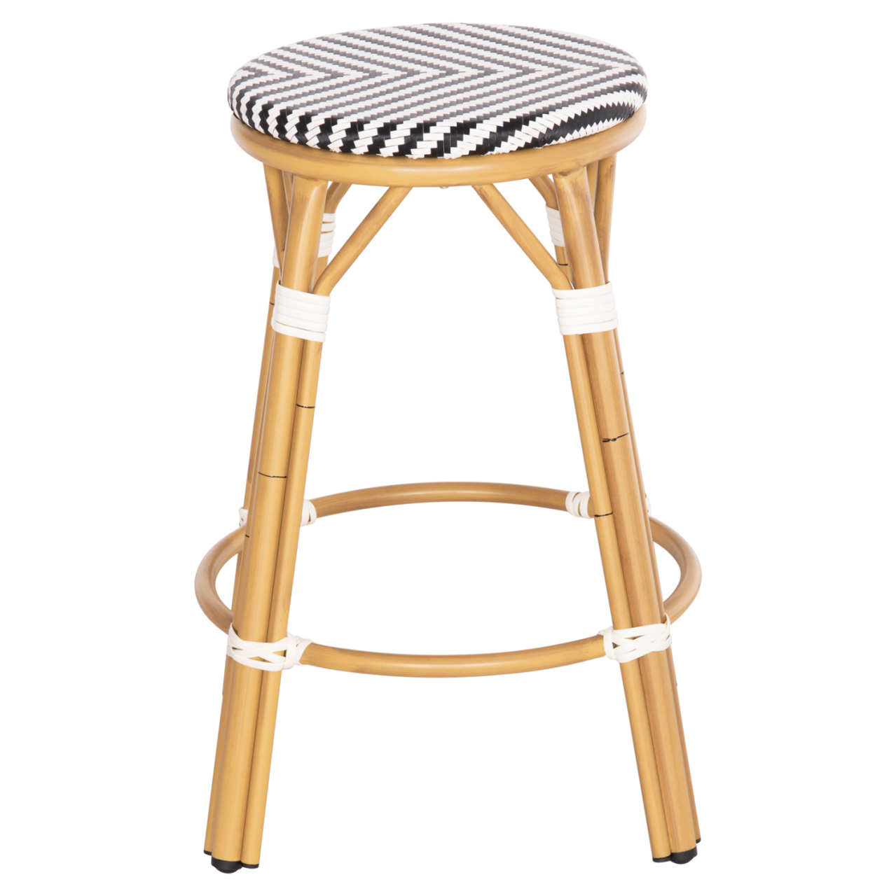 ALUMINUM MEDIUM HEIGHT BAR STOOL CHINO HM6286.03 BAMBOO LOOK and TEXTILENE BLACK 43x43x65Hcm. [4]