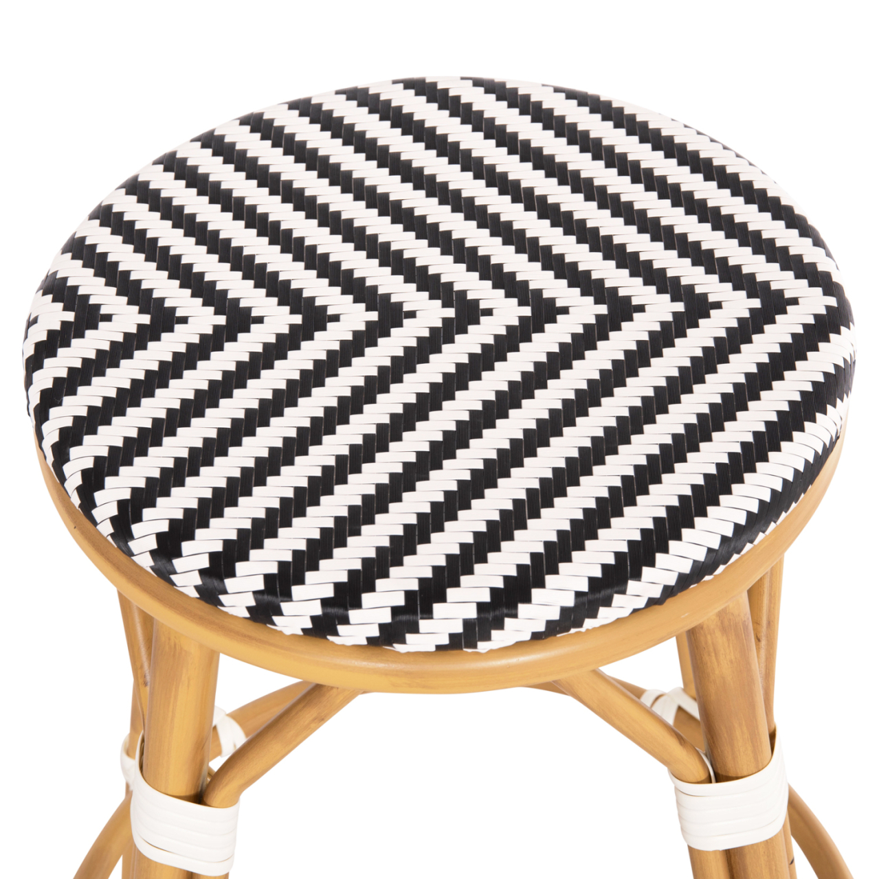 ALUMINUM MEDIUM HEIGHT BAR STOOL CHINO HM6286.03 BAMBOO LOOK and TEXTILENE BLACK 43x43x65Hcm. [5]