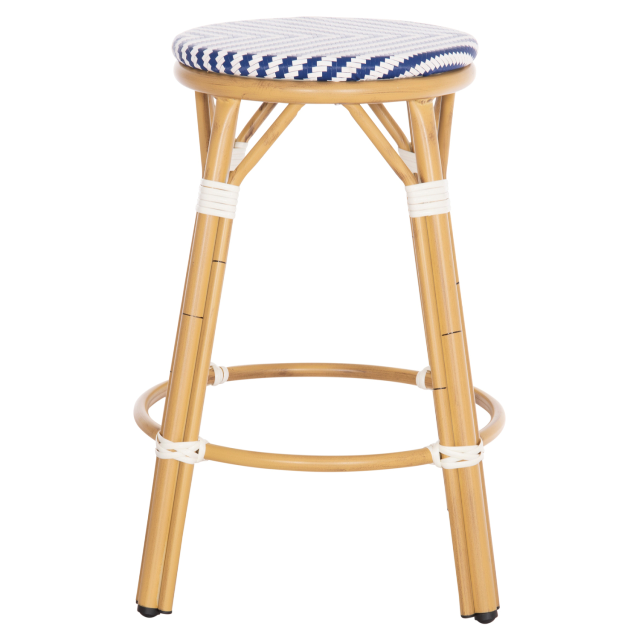 ALUMINUM MEDIUM HEIGHT BAR STOOL CHINO HM6286.05 BAMBOO LOOK and TEXTILENE IN BLUE 43x43x65Hcm. [4]