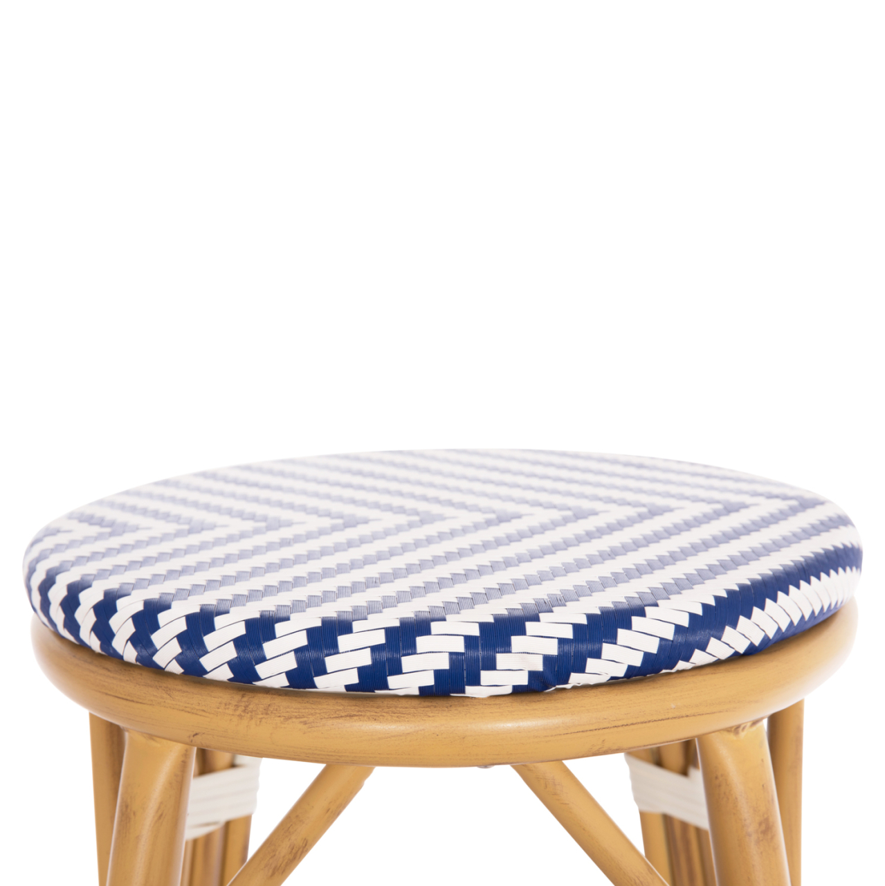 ALUMINUM MEDIUM HEIGHT BAR STOOL CHINO HM6286.05 BAMBOO LOOK and TEXTILENE IN BLUE 43x43x65Hcm. [5]
