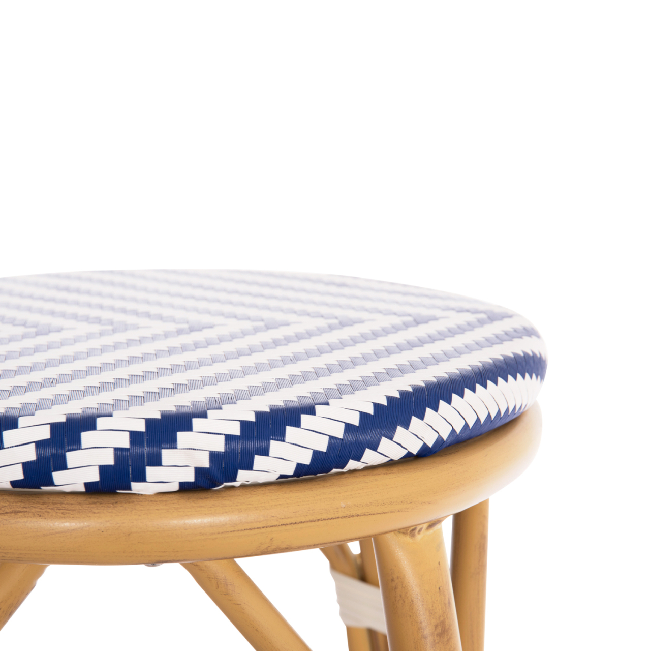 ALUMINUM MEDIUM HEIGHT BAR STOOL CHINO HM6286.05 BAMBOO LOOK and TEXTILENE IN BLUE 43x43x65Hcm. [6]