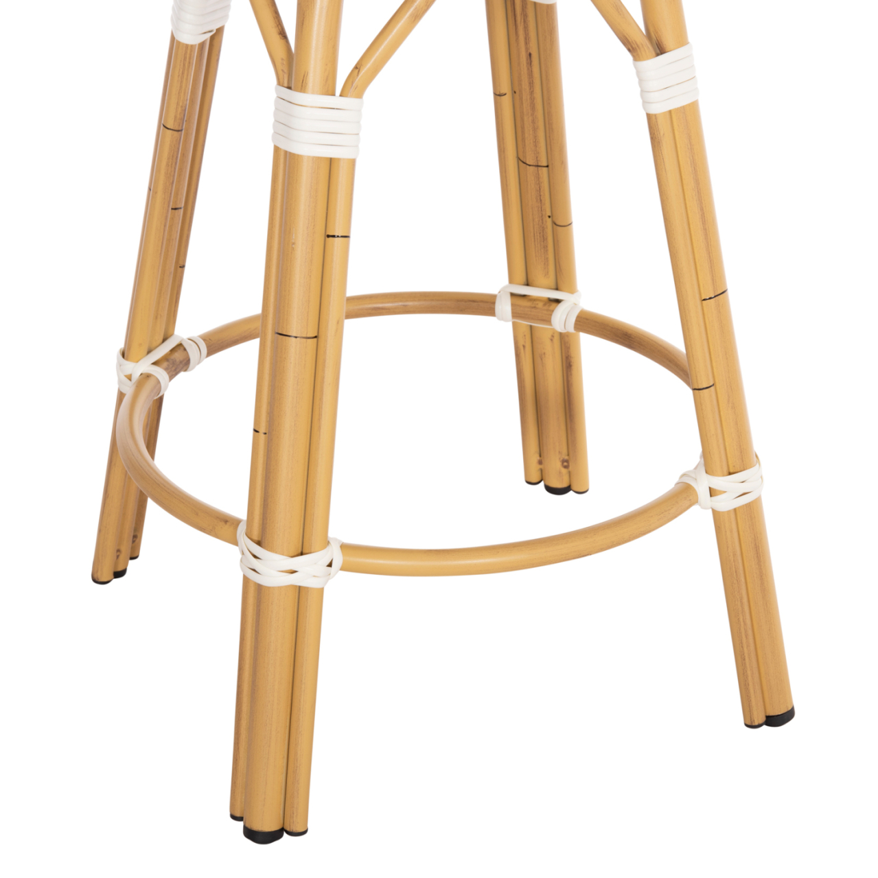 ALUMINUM MEDIUM HEIGHT BAR STOOL CHINO HM6286.05 BAMBOO LOOK and TEXTILENE IN BLUE 43x43x65Hcm. [9]