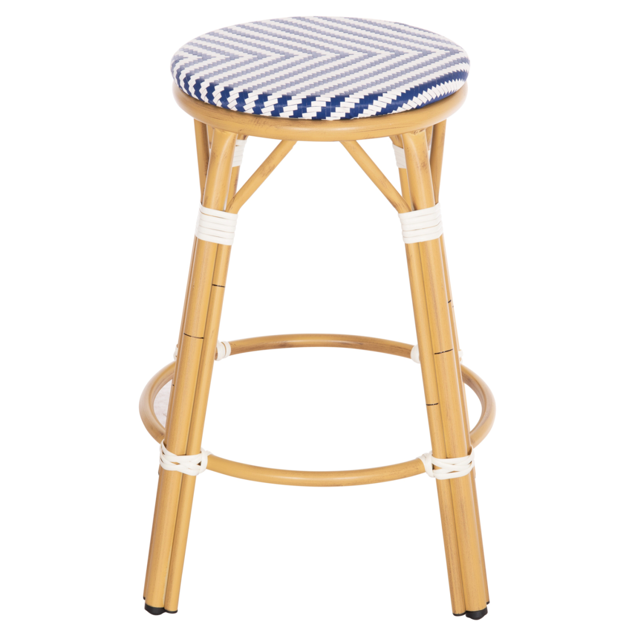 ALUMINUM MEDIUM HEIGHT BAR STOOL CHINO HM6286.05 BAMBOO LOOK and TEXTILENE IN BLUE 43x43x65Hcm. [3]