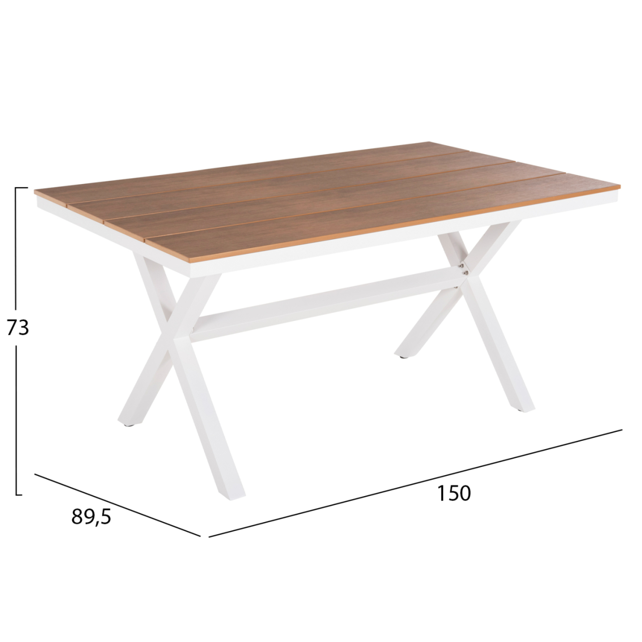 ALUMINUM RECTANGULAR TABLE TAWNEE HM6037.02 WHITE COLOR-POLYWOOD IN NATURAL WOOD 150x89,5x73Hcm [2]