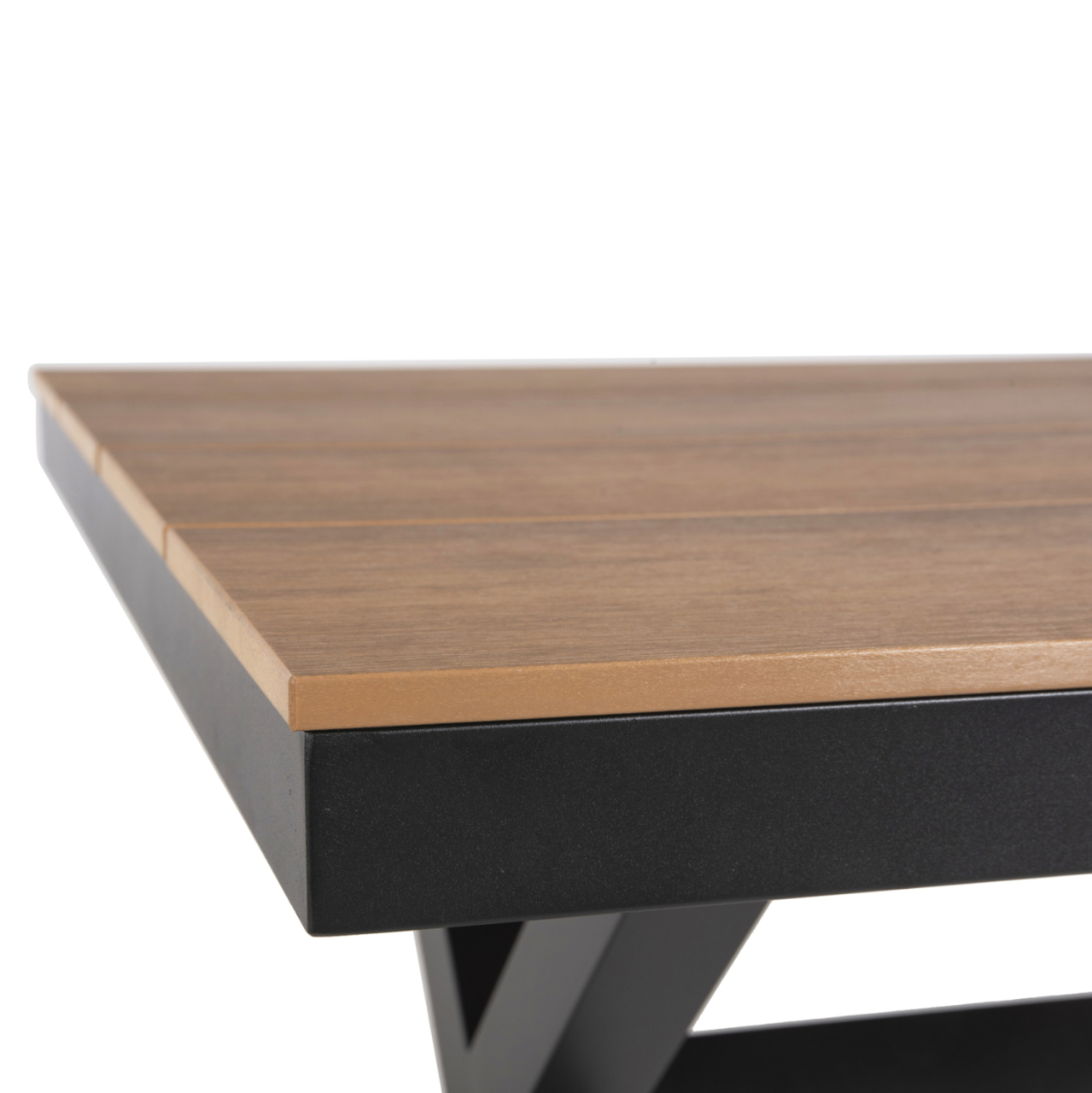 ALUMINUM RECTANGULAR TABLE TAWNEE HM6039.01 ANTHRACITE-POLYWOOD IN NATURAL WOOD 219,5x89,5x73cm. [8]