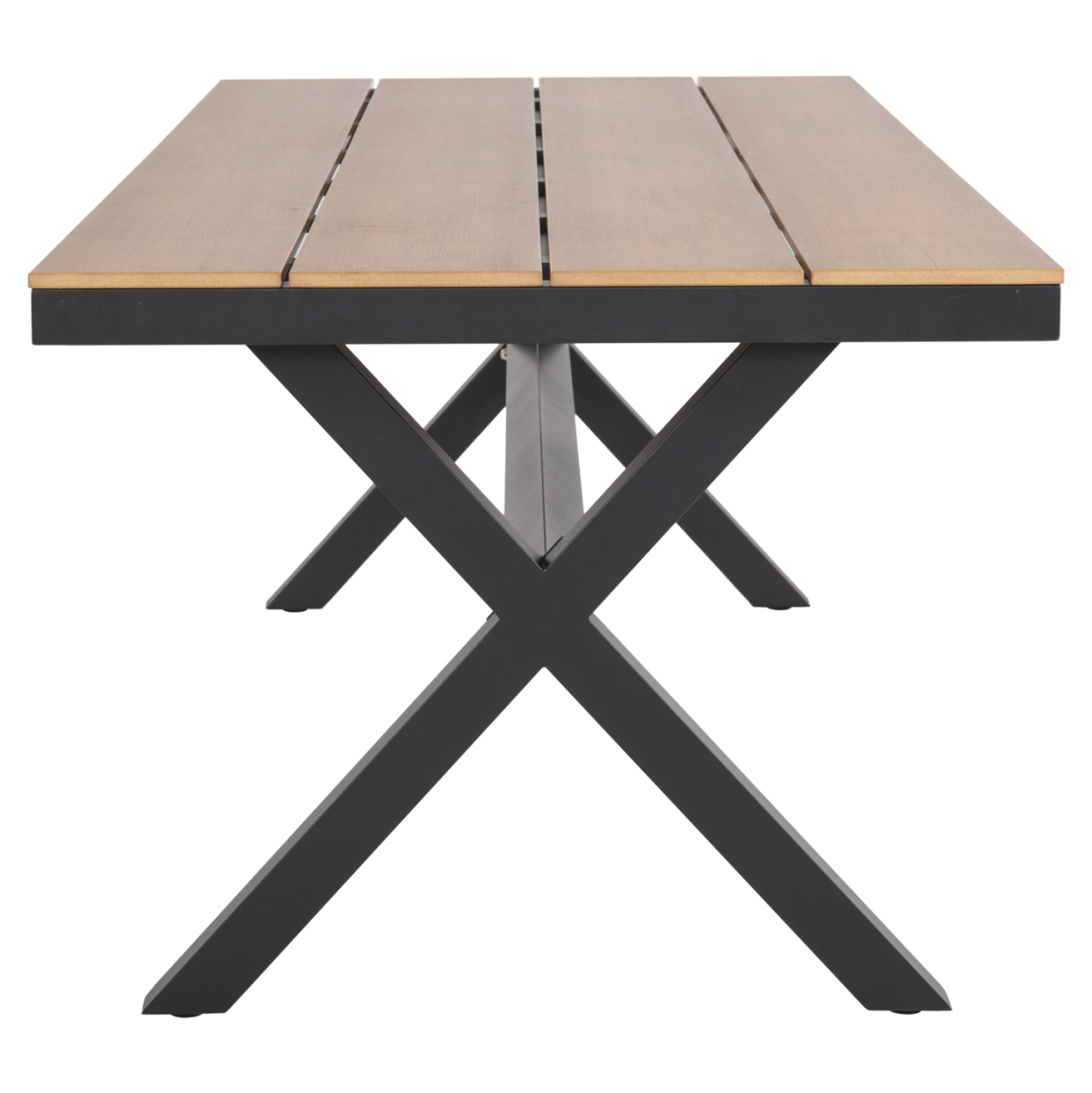 ALUMINUM RECTANGULAR TABLE TAWNEE HM6039.01 ANTHRACITE-POLYWOOD IN NATURAL WOOD 219,5x89,5x73cm. [5]
