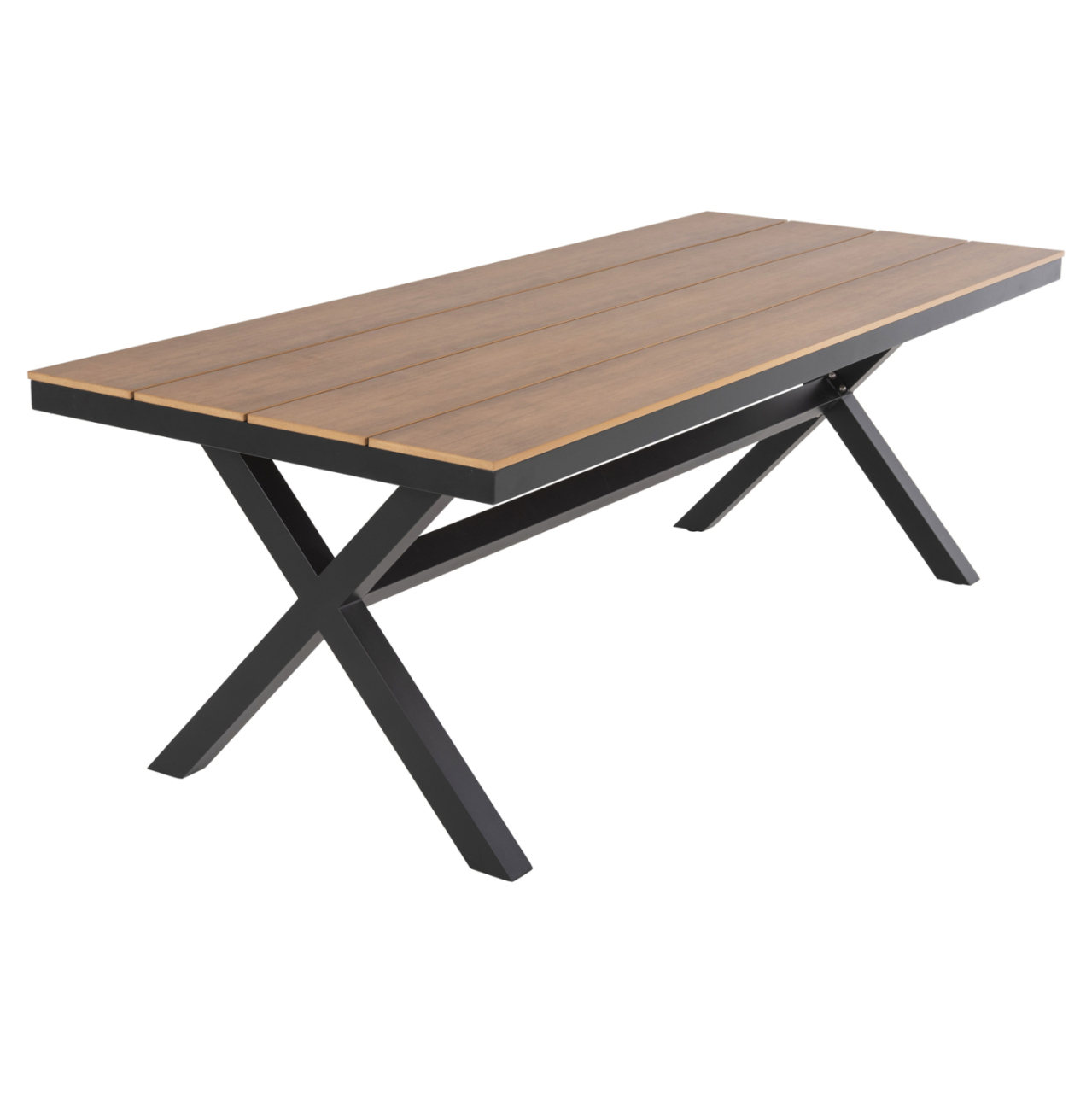 ALUMINUM RECTANGULAR TABLE TAWNEE HM6039.01 ANTHRACITE-POLYWOOD IN NATURAL WOOD 219,5x89,5x73cm. [4]