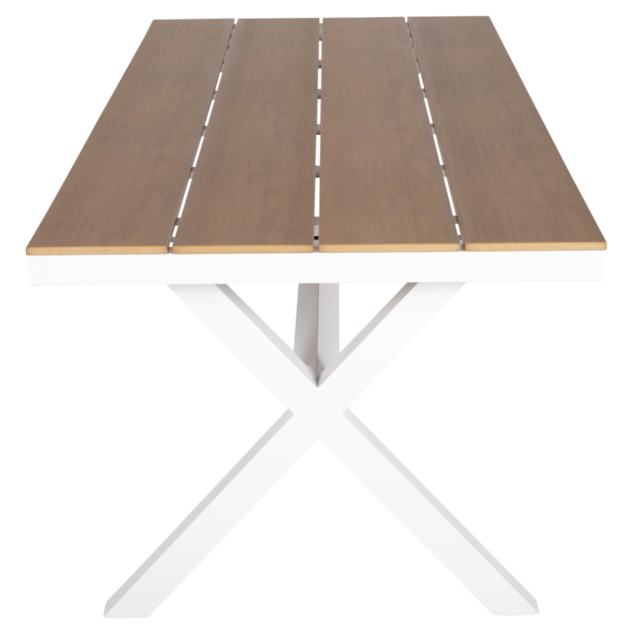 ALUMINUM RECTANGULAR TABLE TAWNEE HM6039.02 WHITE COLOR-POLYWOOD IN NATURAL WOOD 219,5x89,5x73Hcm. [5]