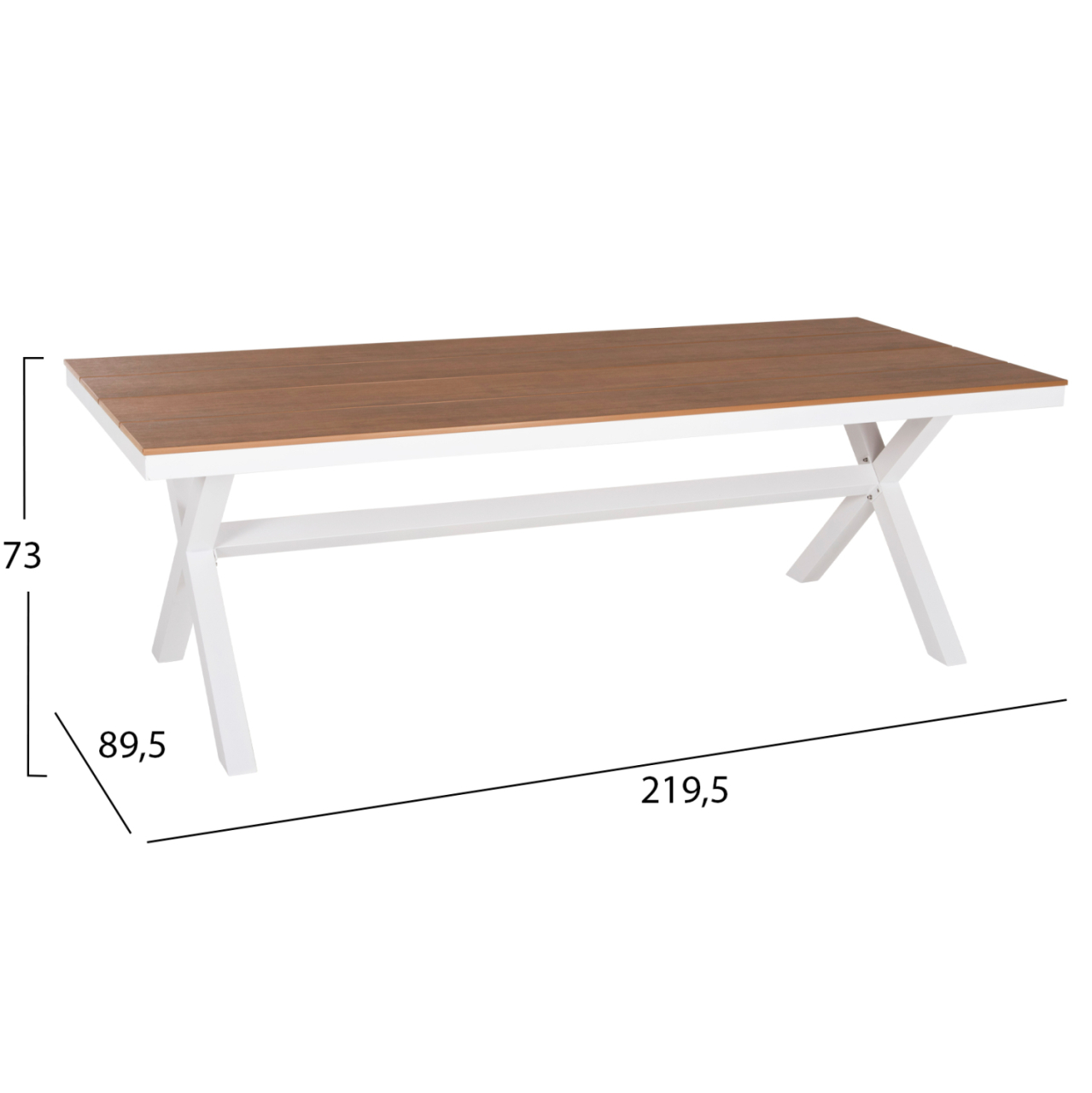 ALUMINUM RECTANGULAR TABLE TAWNEE HM6039.02 WHITE COLOR-POLYWOOD IN NATURAL WOOD 219,5x89,5x73Hcm. [2]