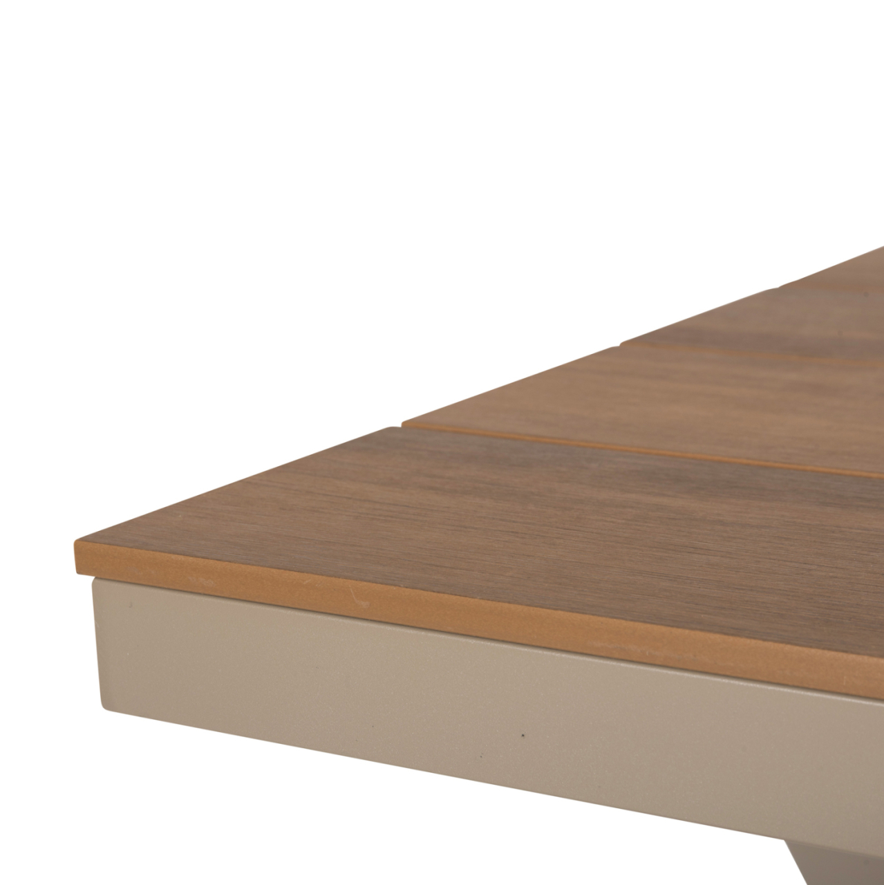 ALUMINUM RECTANGULAR TABLE TAWNEE HM6039.04 CHAMPAGNE COLOR-POLYWOOD IN NATURAL WOOD 219,5x89,5x73Hcm. [7]