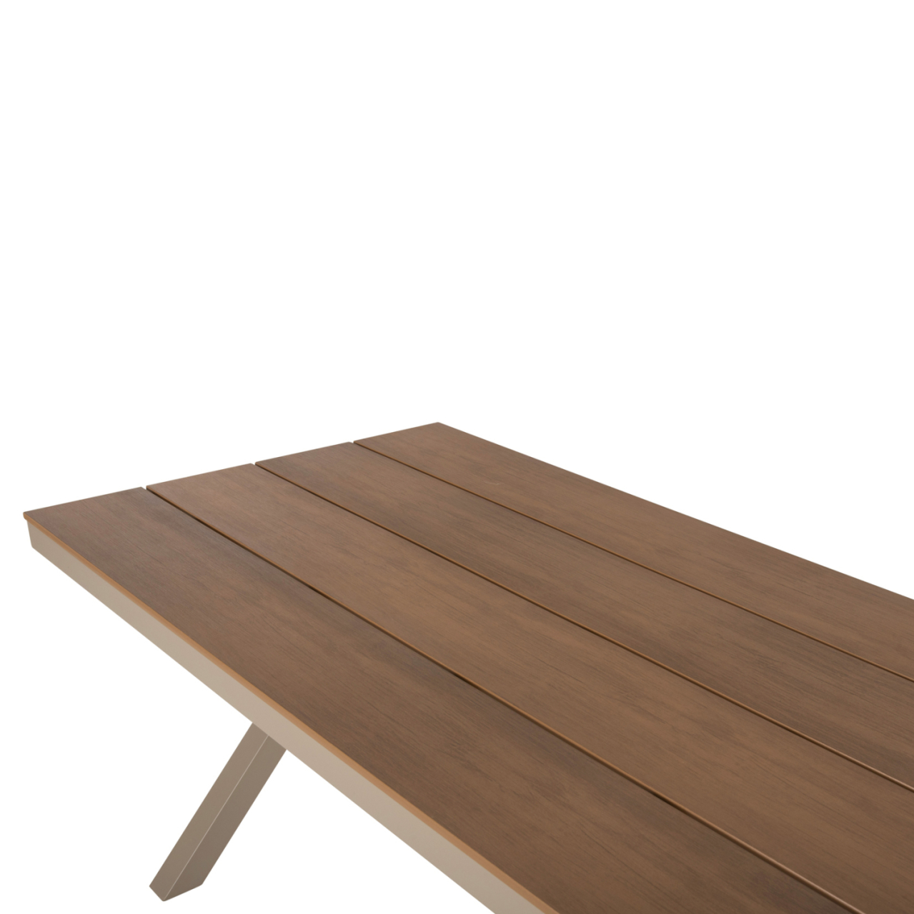 ALUMINUM RECTANGULAR TABLE TAWNEE HM6039.04 CHAMPAGNE COLOR-POLYWOOD IN NATURAL WOOD 219,5x89,5x73Hcm. [6]