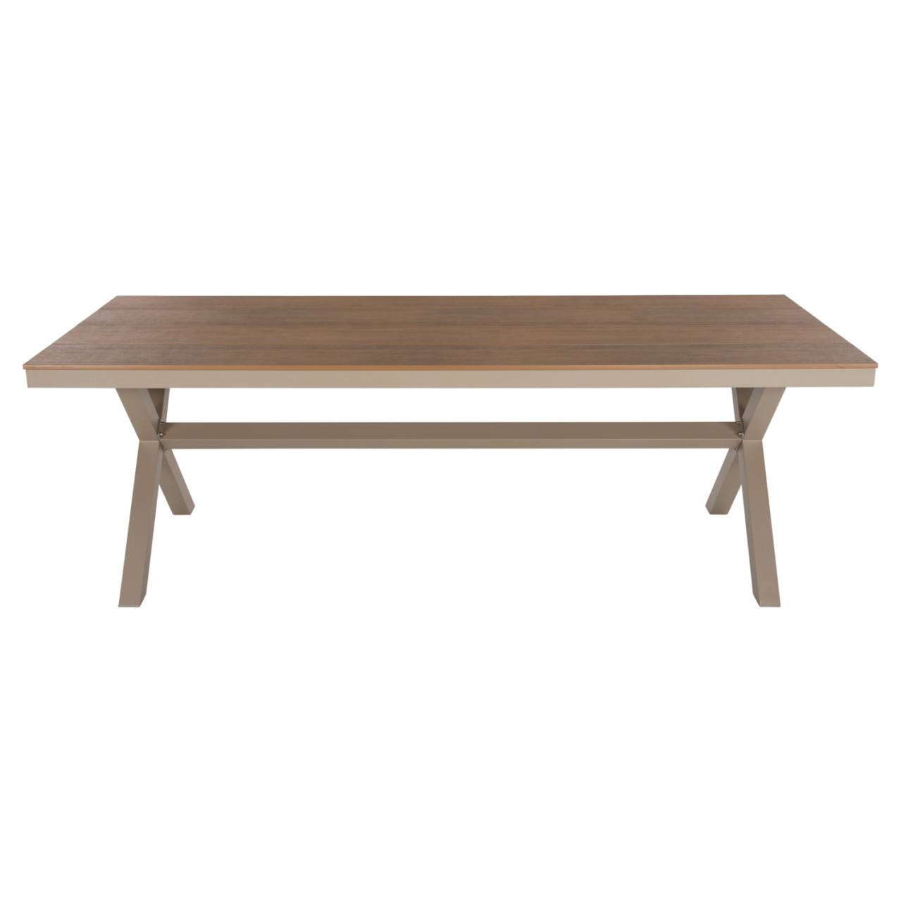 ALUMINUM RECTANGULAR TABLE TAWNEE HM6039.04 CHAMPAGNE COLOR-POLYWOOD IN NATURAL WOOD 219,5x89,5x73Hcm. [3]