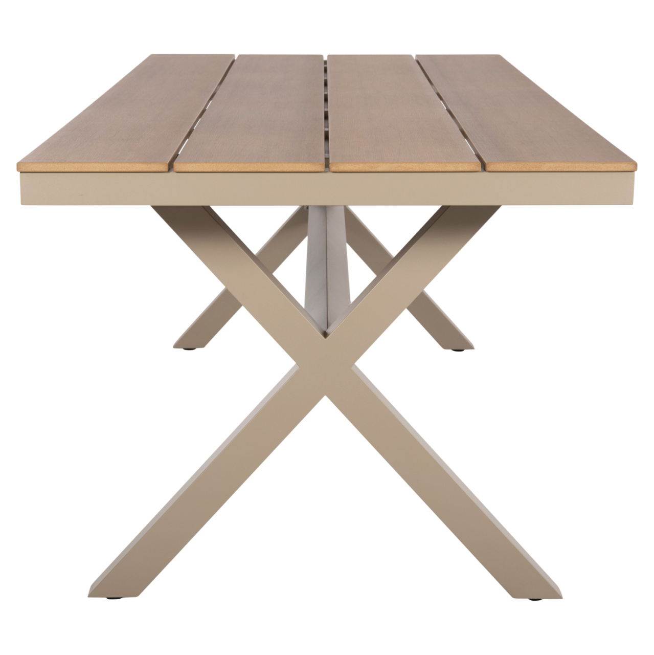 ALUMINUM RECTANGULAR TABLE TAWNEE HM6039.04 CHAMPAGNE COLOR-POLYWOOD IN NATURAL WOOD 219,5x89,5x73Hcm. [5]