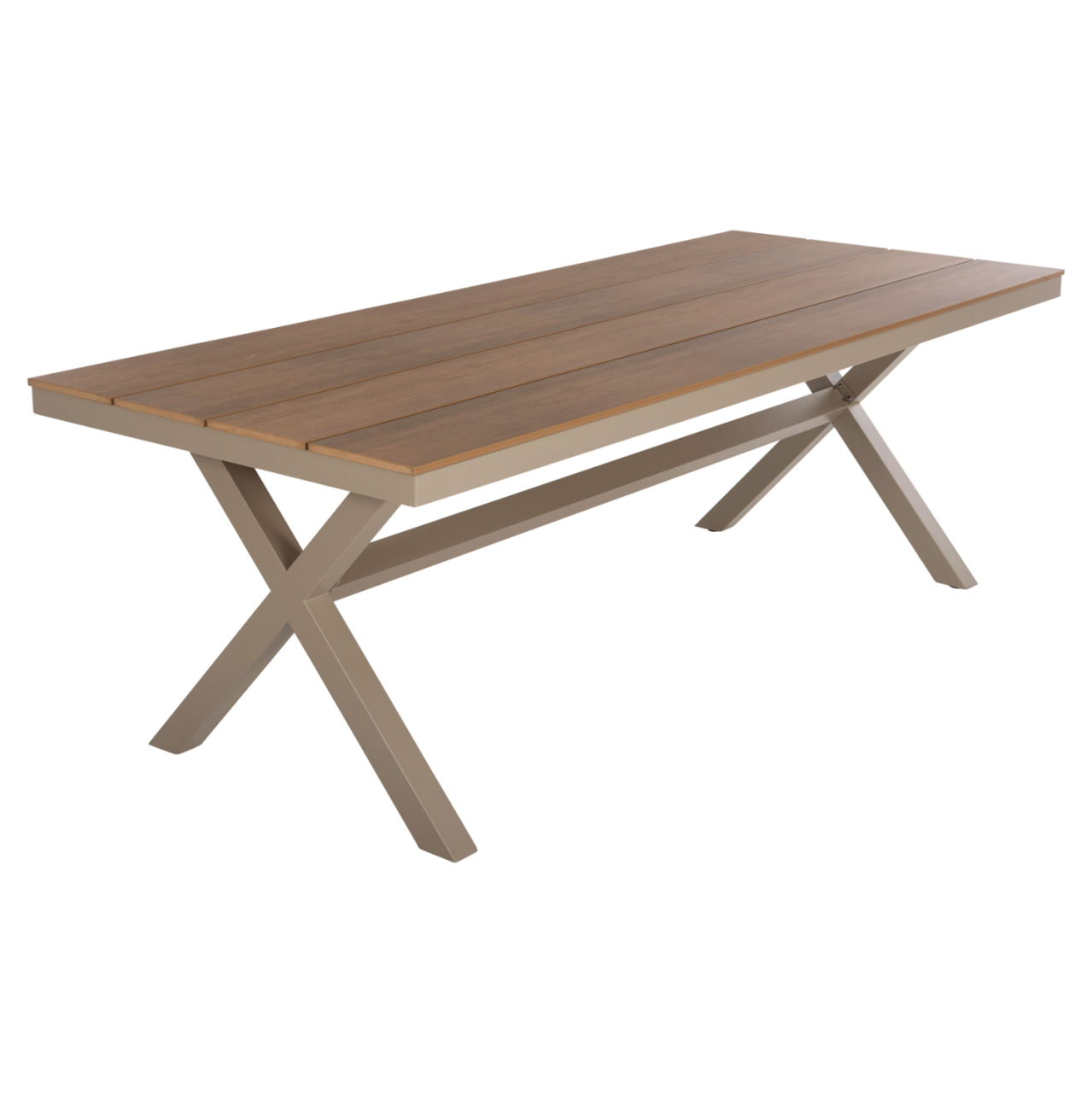 ALUMINUM RECTANGULAR TABLE TAWNEE HM6039.04 CHAMPAGNE COLOR-POLYWOOD IN NATURAL WOOD 219,5x89,5x73Hcm. [4]
