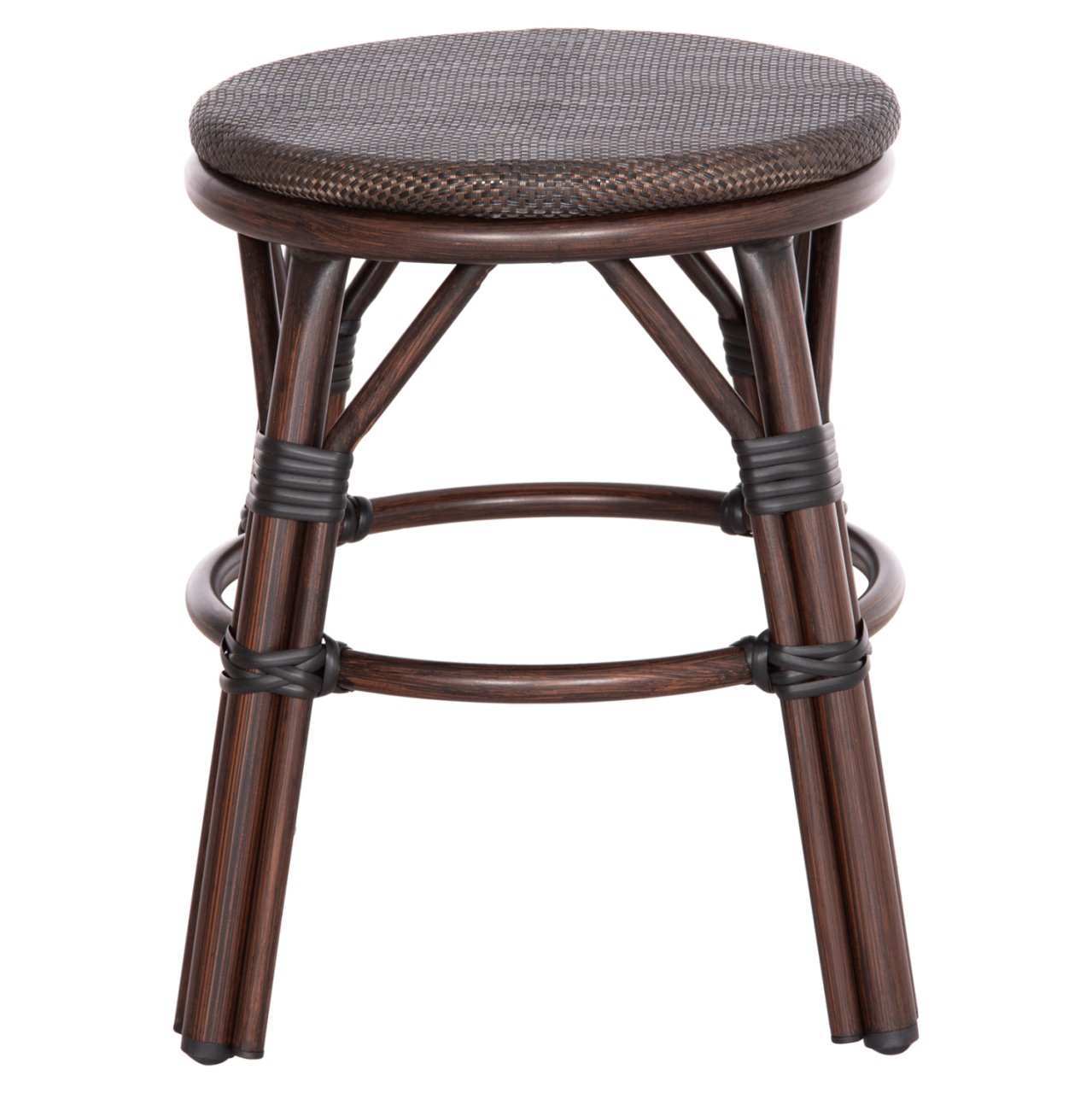 ALUMINUM ROUND STOOL CHINO HM6285.01 BAMBOO LOOK BROWN-TEXTILENE BROWN Φ36x46Hcm. [3]