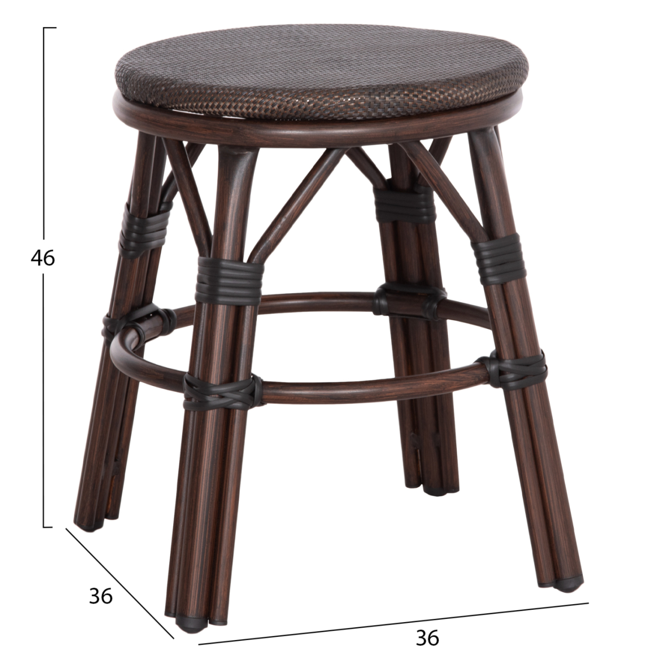 ALUMINUM ROUND STOOL CHINO HM6285.01 BAMBOO LOOK BROWN-TEXTILENE BROWN Φ36x46Hcm. [2]