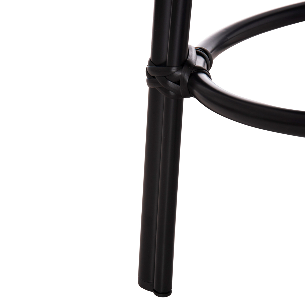 ALUMINUM ROUND STOOL CHINO HM6285.02 BAMBOO LOOK and TEXTILENE IN BLACK Φ36x46Hcm. [7]