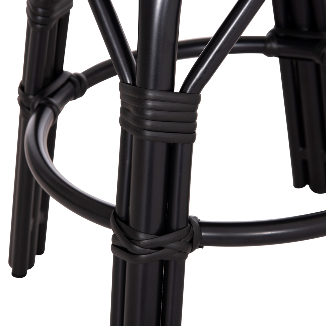 ALUMINUM ROUND STOOL CHINO HM6285.02 BAMBOO LOOK and TEXTILENE IN BLACK Φ36x46Hcm. [6]