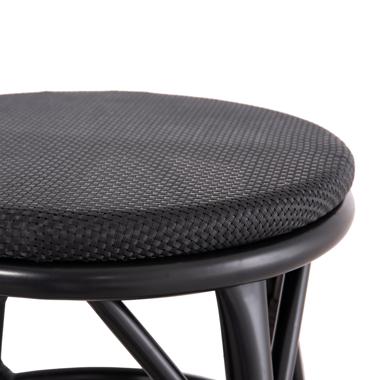 ALUMINUM ROUND STOOL CHINO HM6285.02 BAMBOO LOOK and TEXTILENE IN BLACK Φ36x46Hcm. [5]