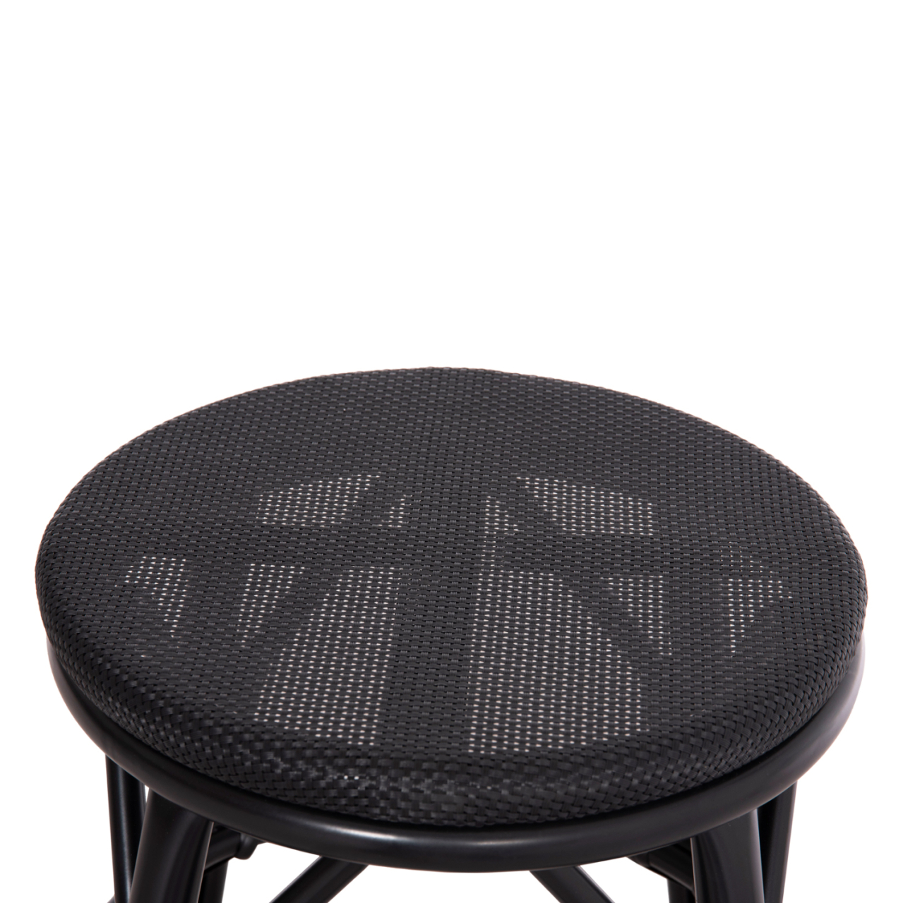 ALUMINUM ROUND STOOL CHINO HM6285.02 BAMBOO LOOK and TEXTILENE IN BLACK Φ36x46Hcm. [4]