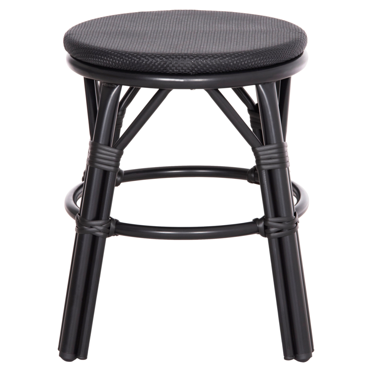 ALUMINUM ROUND STOOL CHINO HM6285.02 BAMBOO LOOK and TEXTILENE IN BLACK Φ36x46Hcm. [3]