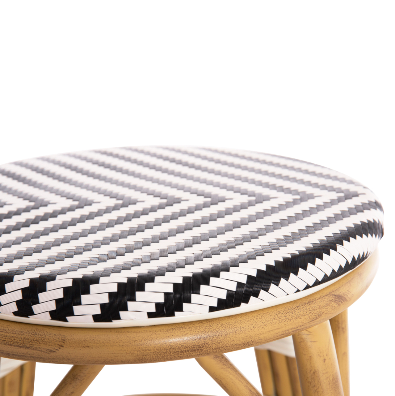 ALUMINUM ROUND STOOL CHINO HM6285.03 BAMBOO LOOK-TEXTILENE IN WHITE-BLACK Φ36x46Hcm. [6]