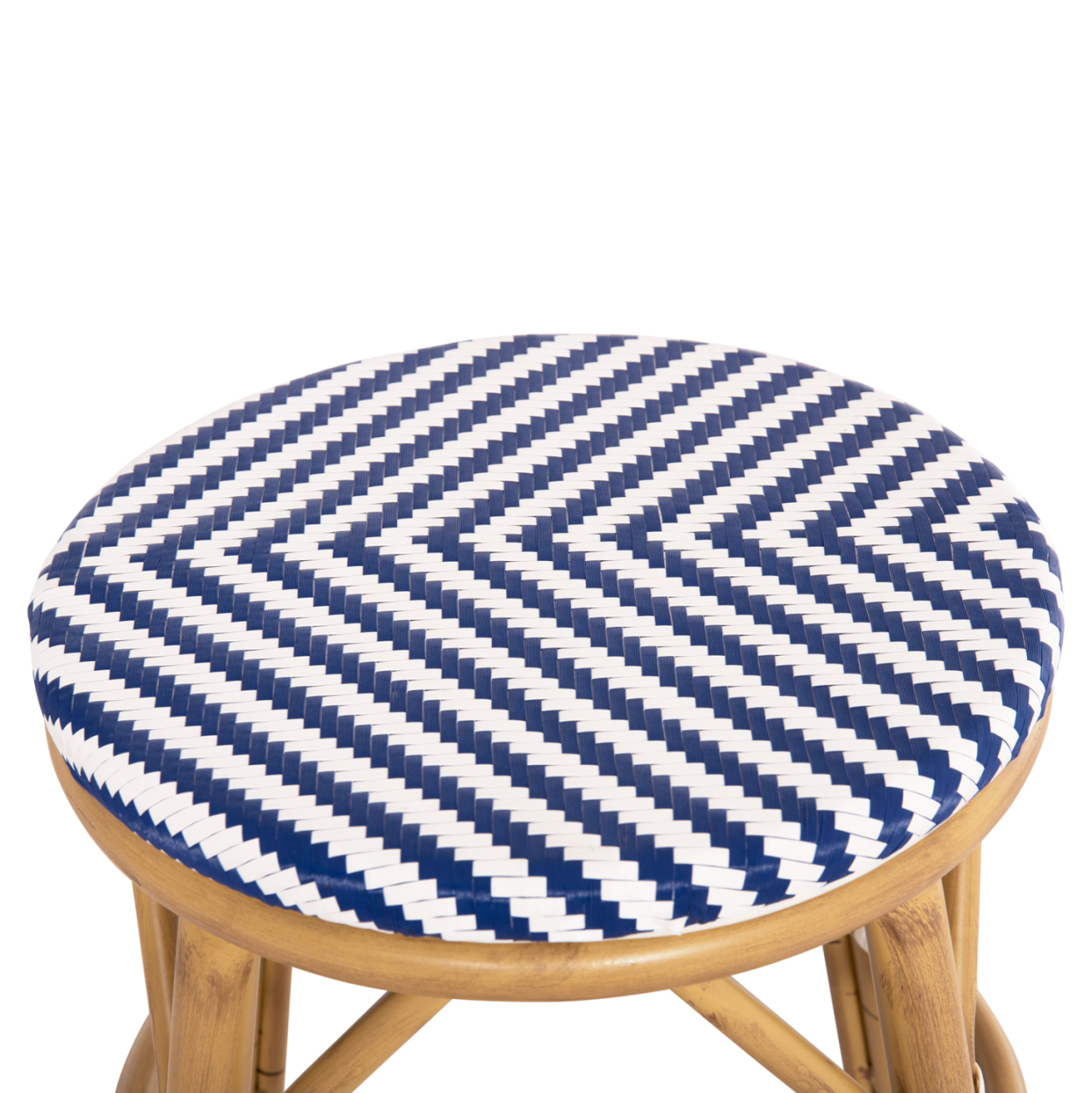 ALUMINUM ROUND STOOL CHINO HM6285.05 BAMBOO LOOK-TEXTILENE WHITE and BLUE Φ36x46Hcm. [4]