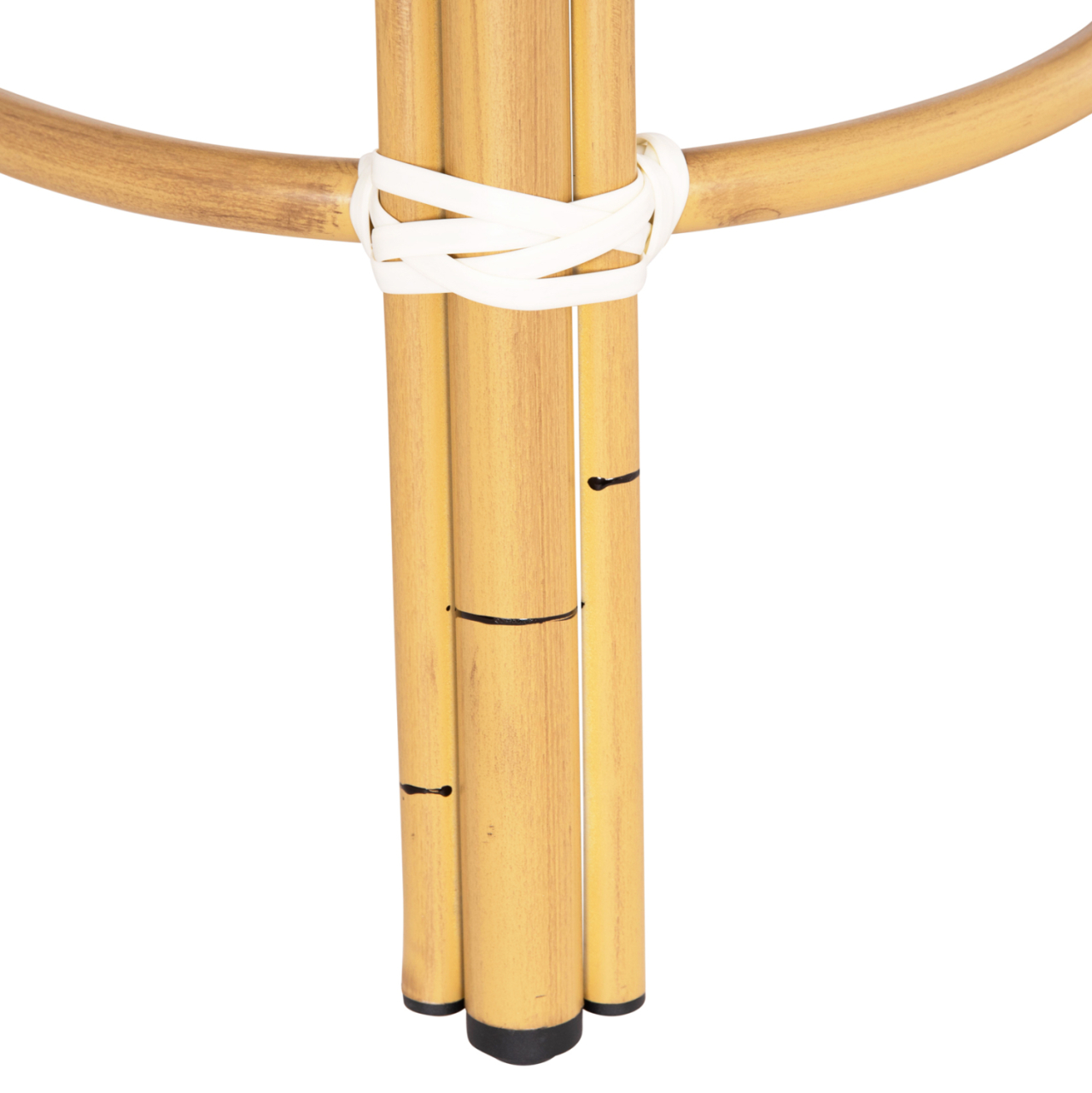 ALUMINUM ROUND STOOL CHINO HM6285.05 BAMBOO LOOK-TEXTILENE WHITE and BLUE Φ36x46Hcm. [6]