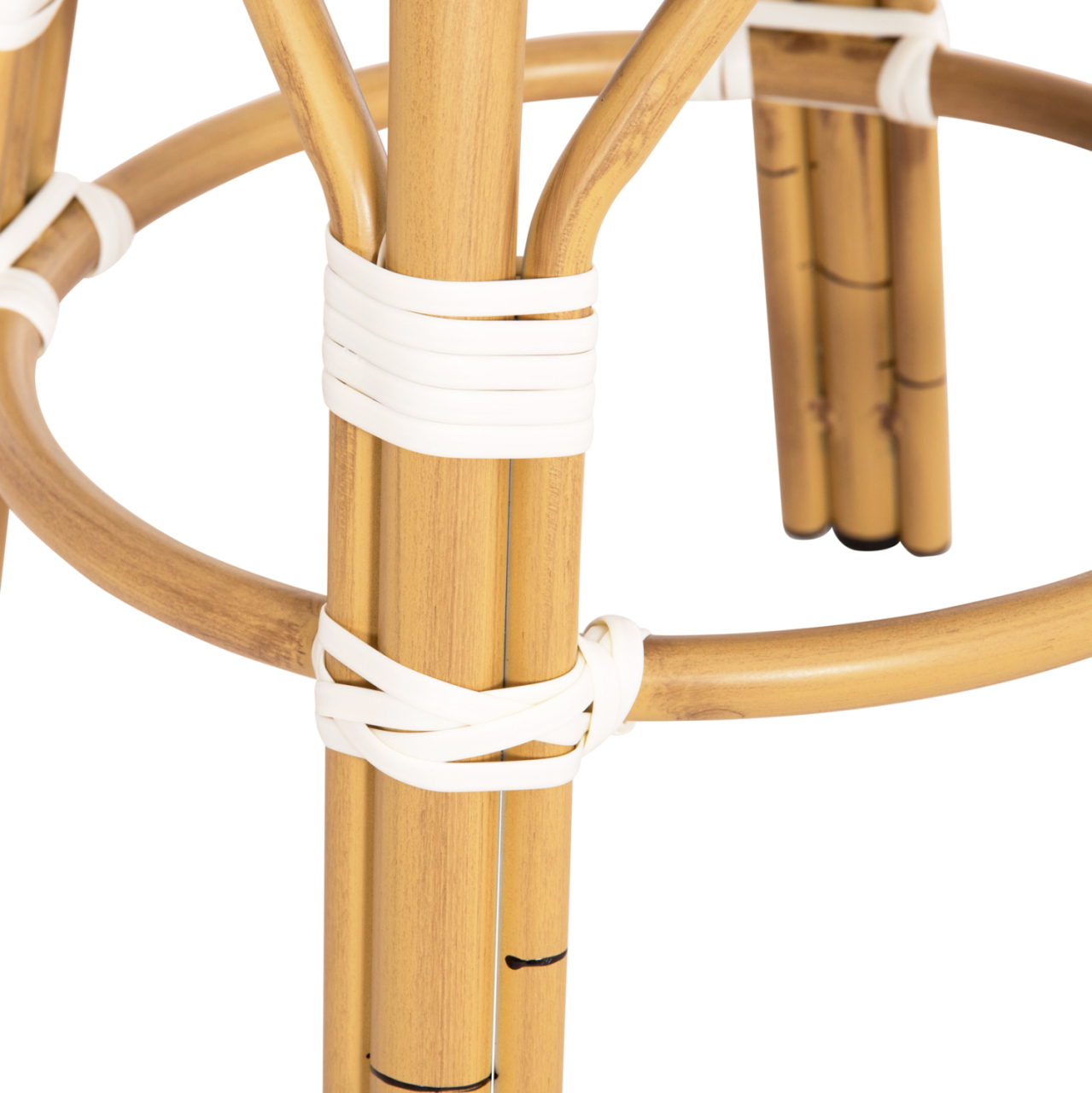 ALUMINUM ROUND STOOL CHINO HM6285.05 BAMBOO LOOK-TEXTILENE WHITE and BLUE Φ36x46Hcm. [5]
