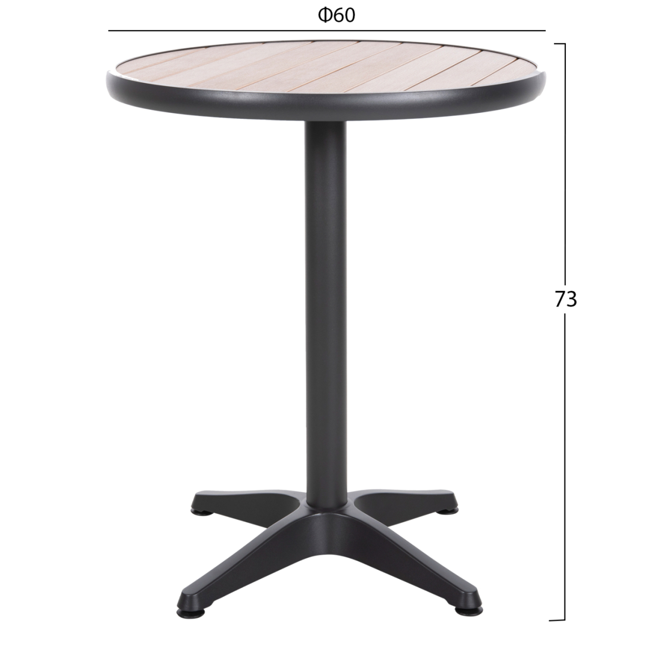 ALUMINUM ROUND TABLE ALEXA HM6086.01 ANTHRACITE-POLYWOOD TOP IN NATURAL COLOR Φ60x73Hcm. [2]