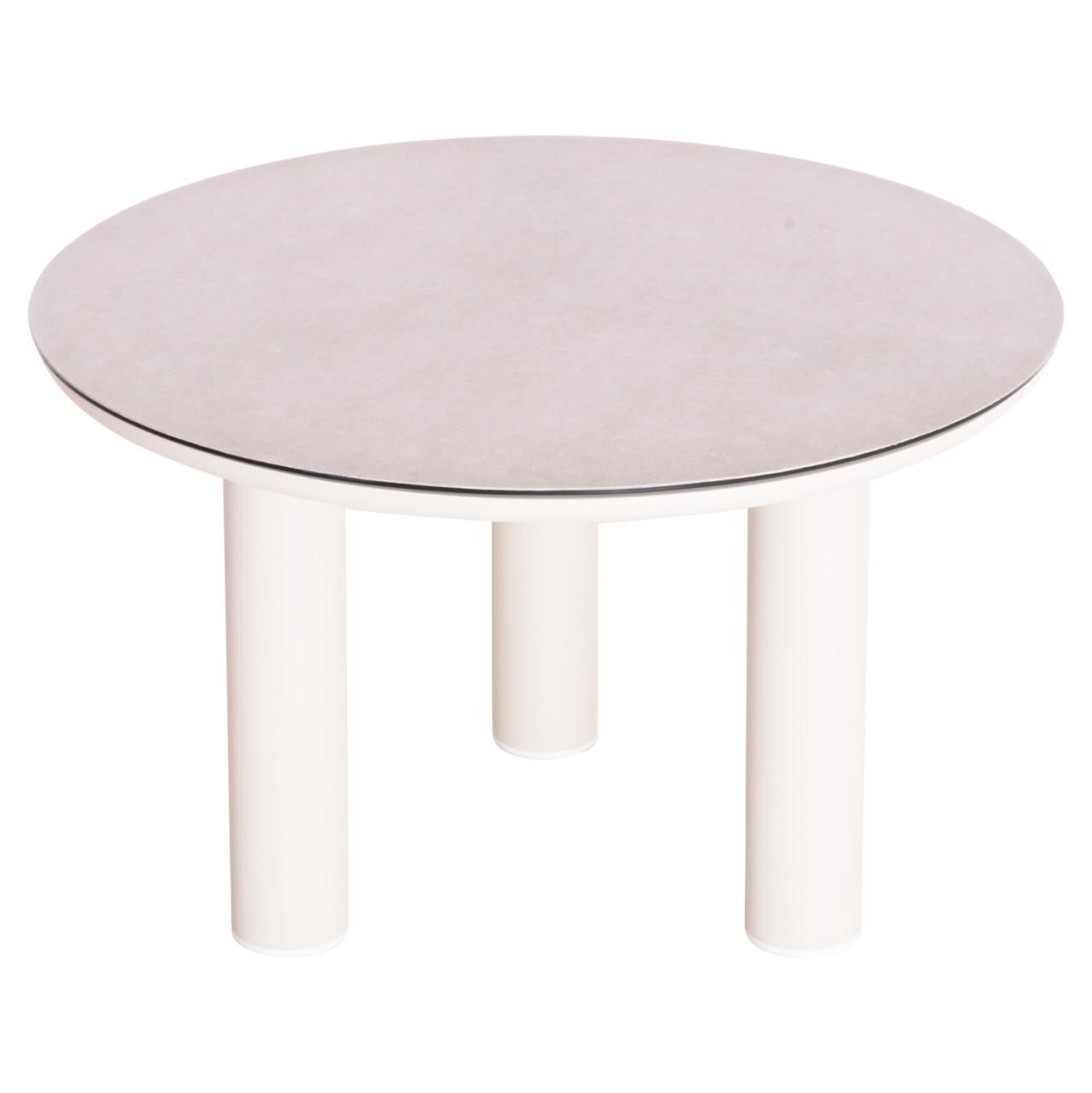 ALUMINUM ROUND TABLE DOSUN HM6201.02 CREAM WHITE FRAME-3D PRINTED GLASS TOP WITH CERAMIC LOOK Φ120cm. [4]