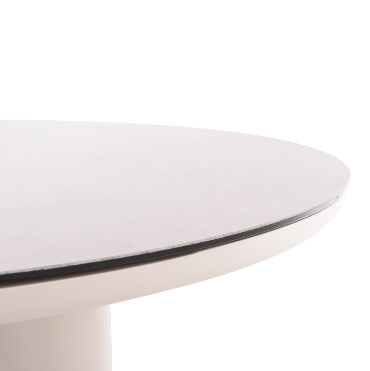 ALUMINUM ROUND TABLE DOSUN HM6201.02 CREAM WHITE FRAME-3D PRINTED GLASS TOP WITH CERAMIC LOOK Φ120cm. [6]