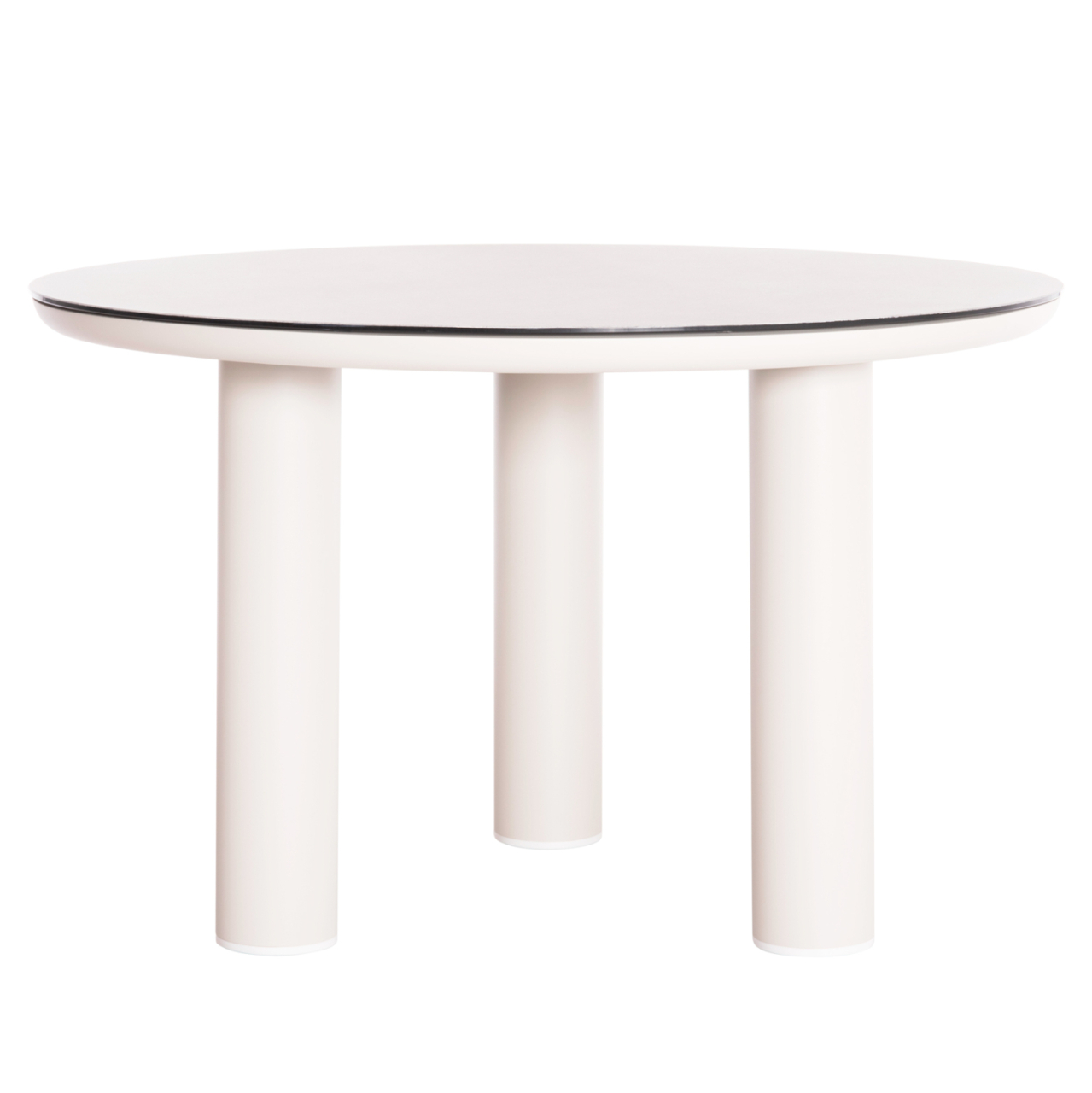 ALUMINUM ROUND TABLE DOSUN HM6201.02 CREAM WHITE FRAME-3D PRINTED GLASS TOP WITH CERAMIC LOOK Φ120cm. [3]