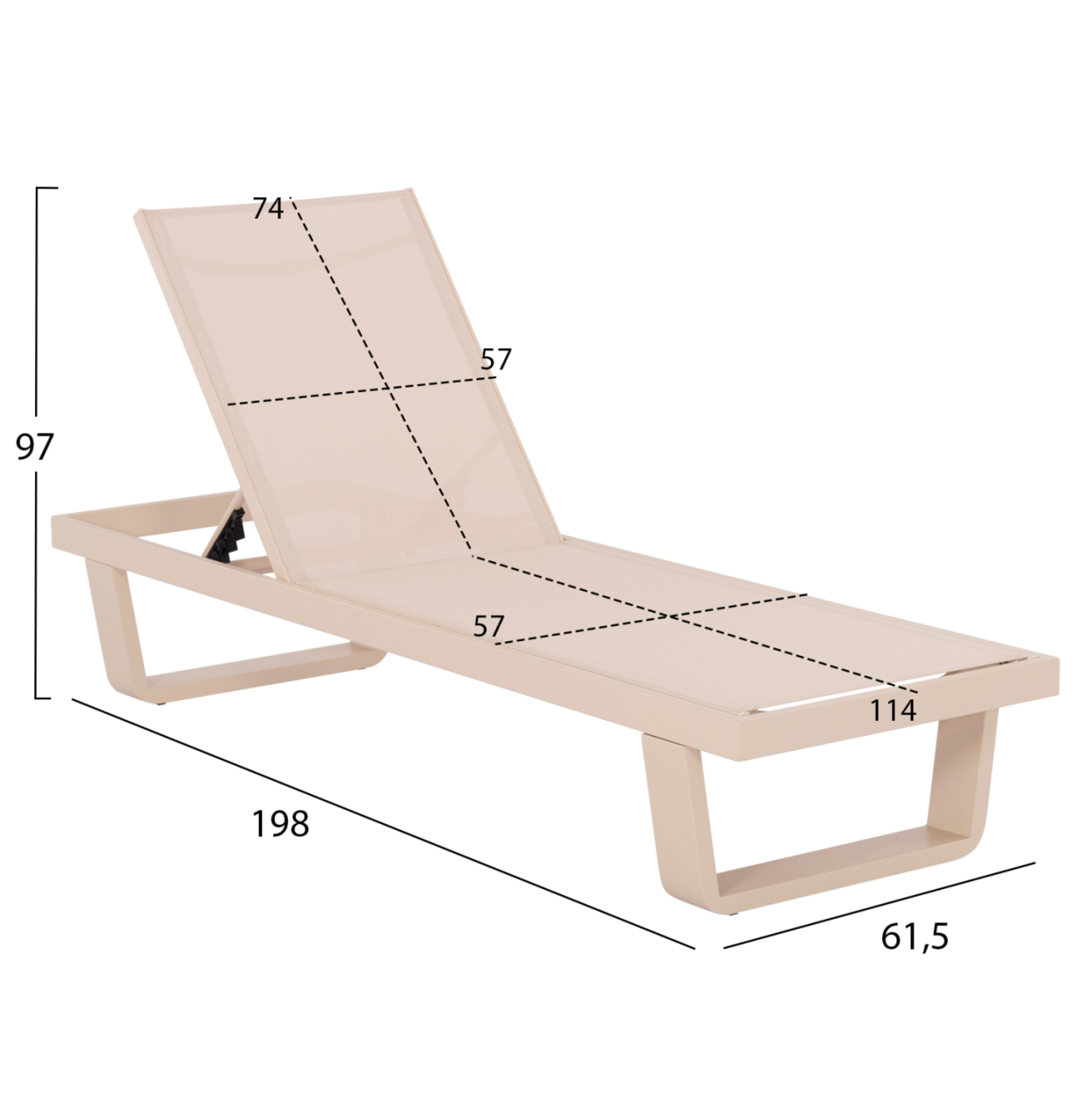 ALUMINUM SUNBED RICKON WITH TESLIN FABRIC HM6292.04 CHAMPAGNE COLOR 198x61,5x97Hcm. [2]