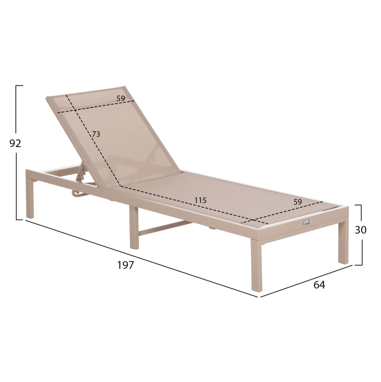 ALUMINUM SUNBED THATCHER HM5983.04 CHAMPAGNE-COLORED FRAME and TEXTILENE 197x64x92Hcm. [2]