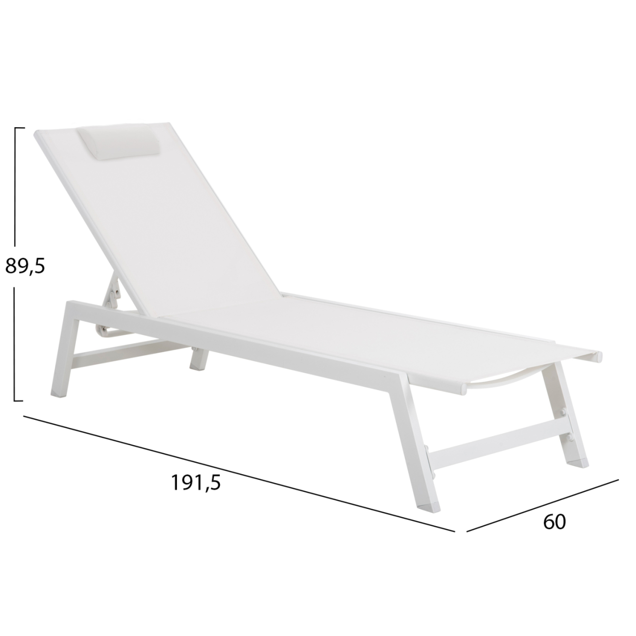 ALUMINUM SUNBED WITH HEADREST RABIA HM5982.01 IN WHITE 191,5x60x31Hcm. [2]