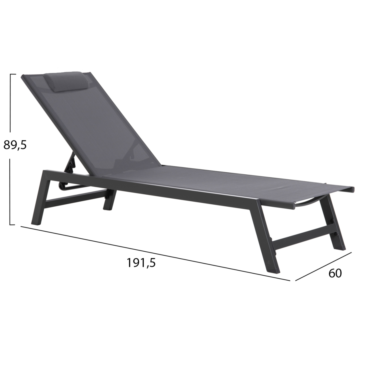 ALUMINUM SUNBED WITH HEADREST RABIA HM5982.03 IN ANTHRACITE 191,5x60x31Hcm. [2]