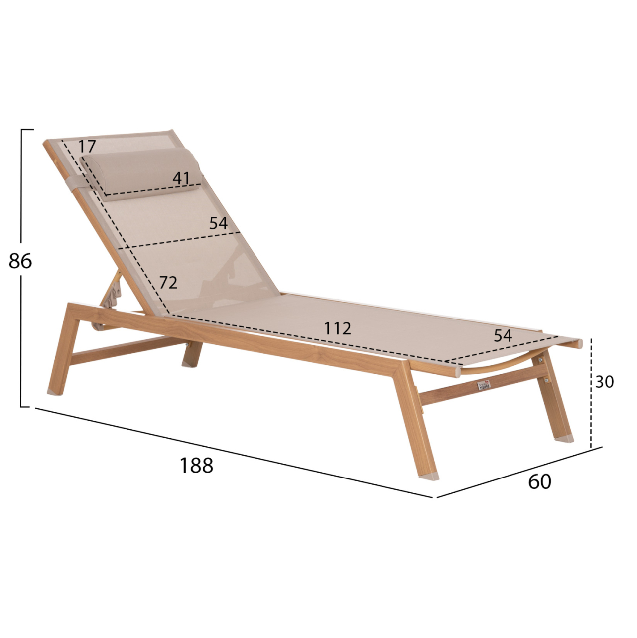 ALUMINUM SUNBED WITH HEADREST RABIA HM5982.05 IN HEAT TRANSFER COLOR and BEIGE 188x60x30Hcm. [2]
