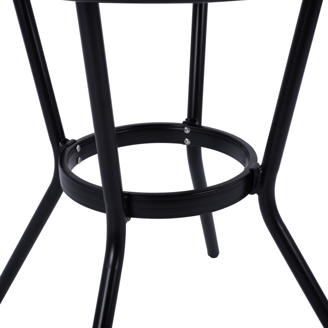 Aluminum Table '70cm Bamboo Look HM5532.02 Black with Glass Φ70X76 cm [5]