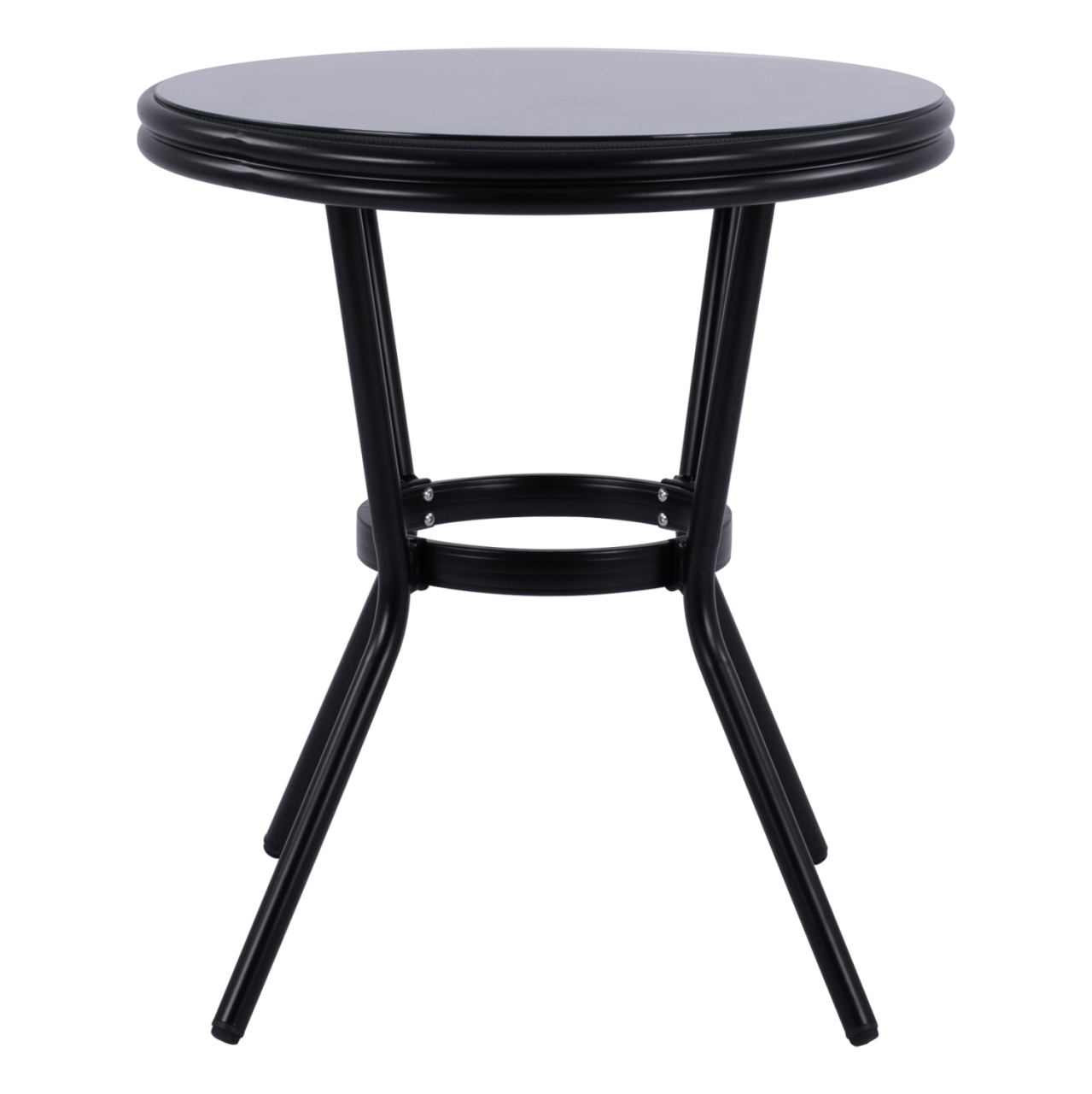 Aluminum Table '70cm Bamboo Look HM5532.02 Black with Glass Φ70X76 cm [3]