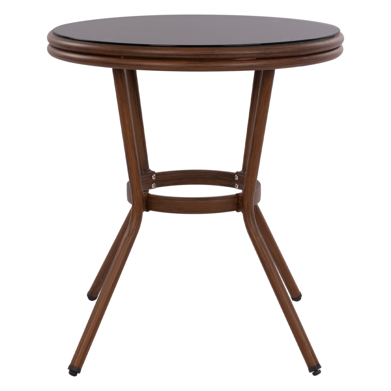 Aluminum Table '70x70 cm. Bamboo Look HM5532.03 Brown with Glass [3]