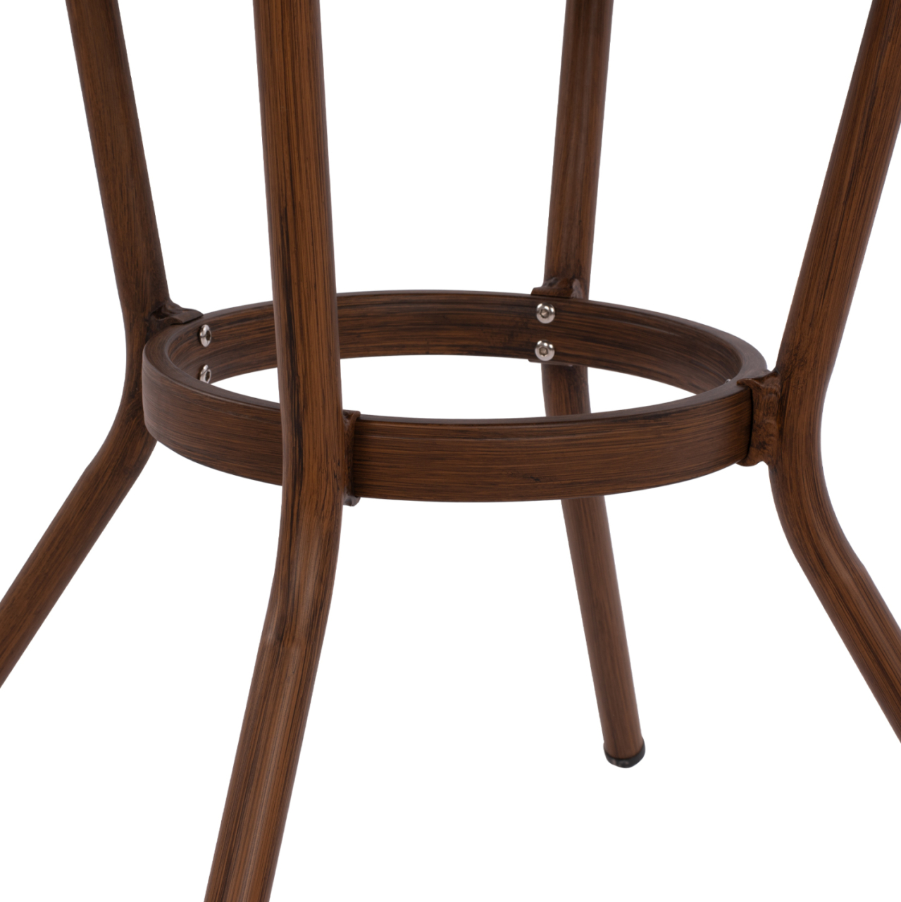 Aluminum Table '70x70 cm. Bamboo Look HM5532.03 Brown with Glass [7]