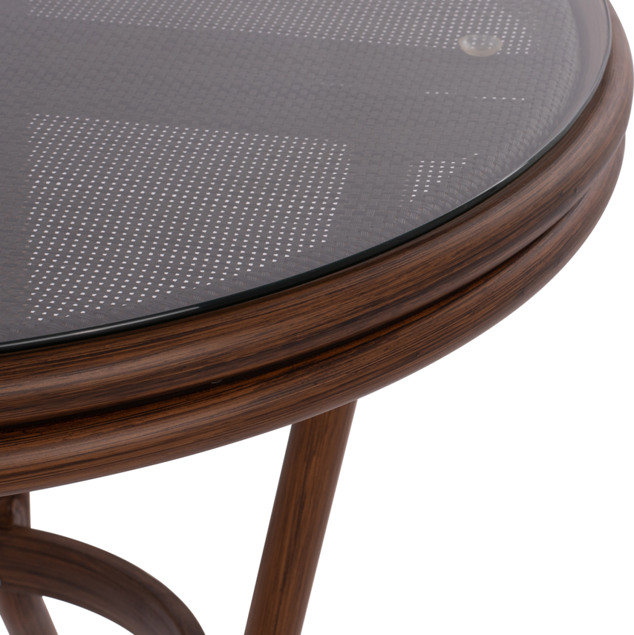 Aluminum Table '70x70 cm. Bamboo Look HM5532.03 Brown with Glass [6]