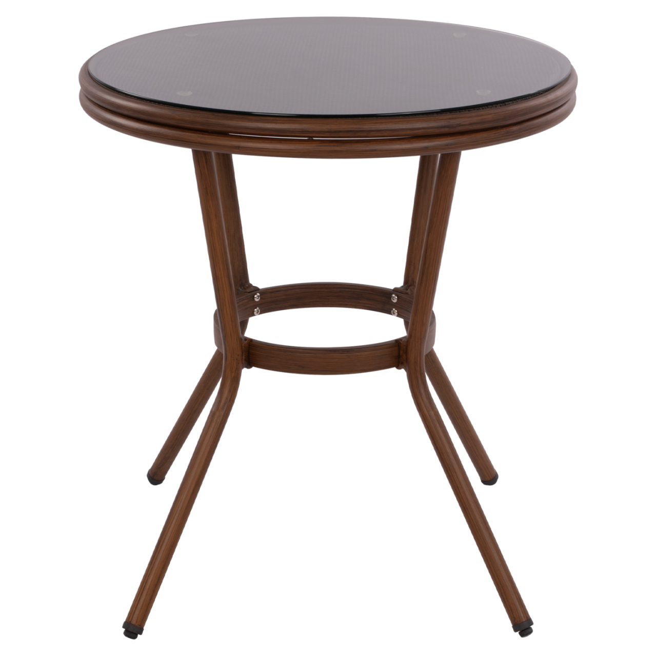 Aluminum Table '70x70 cm. Bamboo Look HM5532.03 Brown with Glass [4]