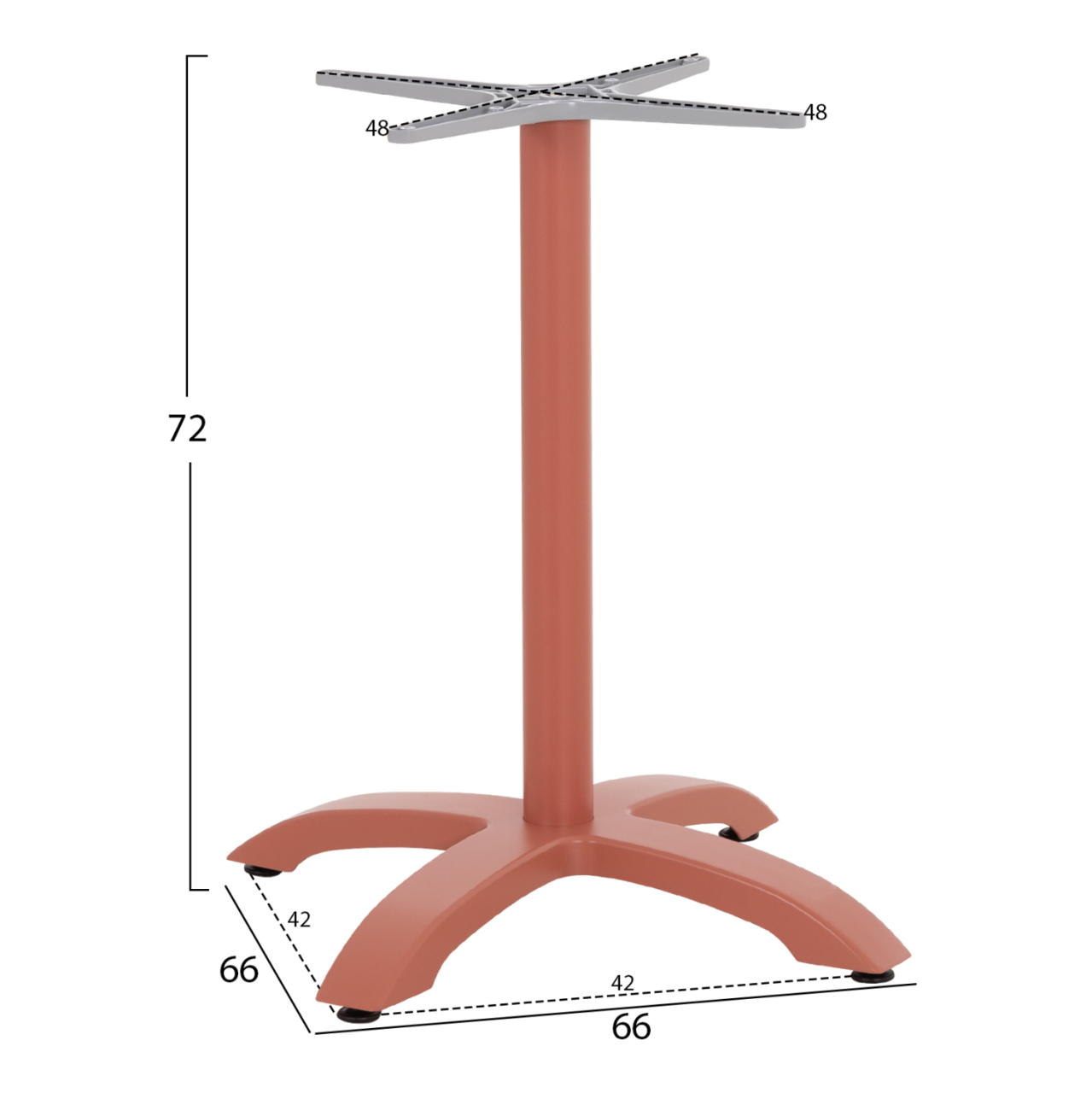 ALUMINUM TABLE BASE HM460.27 TERRACOTTA 66x66x72Hcm. CROSS 48x48cm. [2]