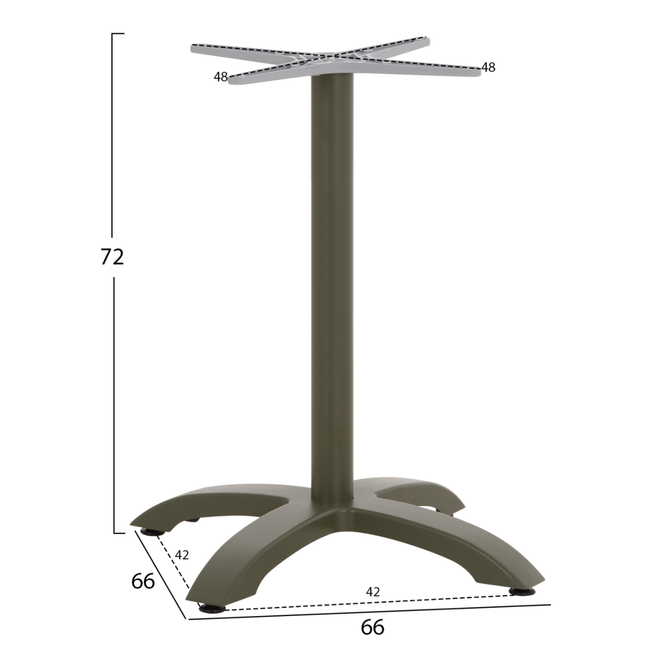 ALUMINUM TABLE BASE HM460.28 GREEN 66x66x72Hcm. CROSS 48x48cm. [2]