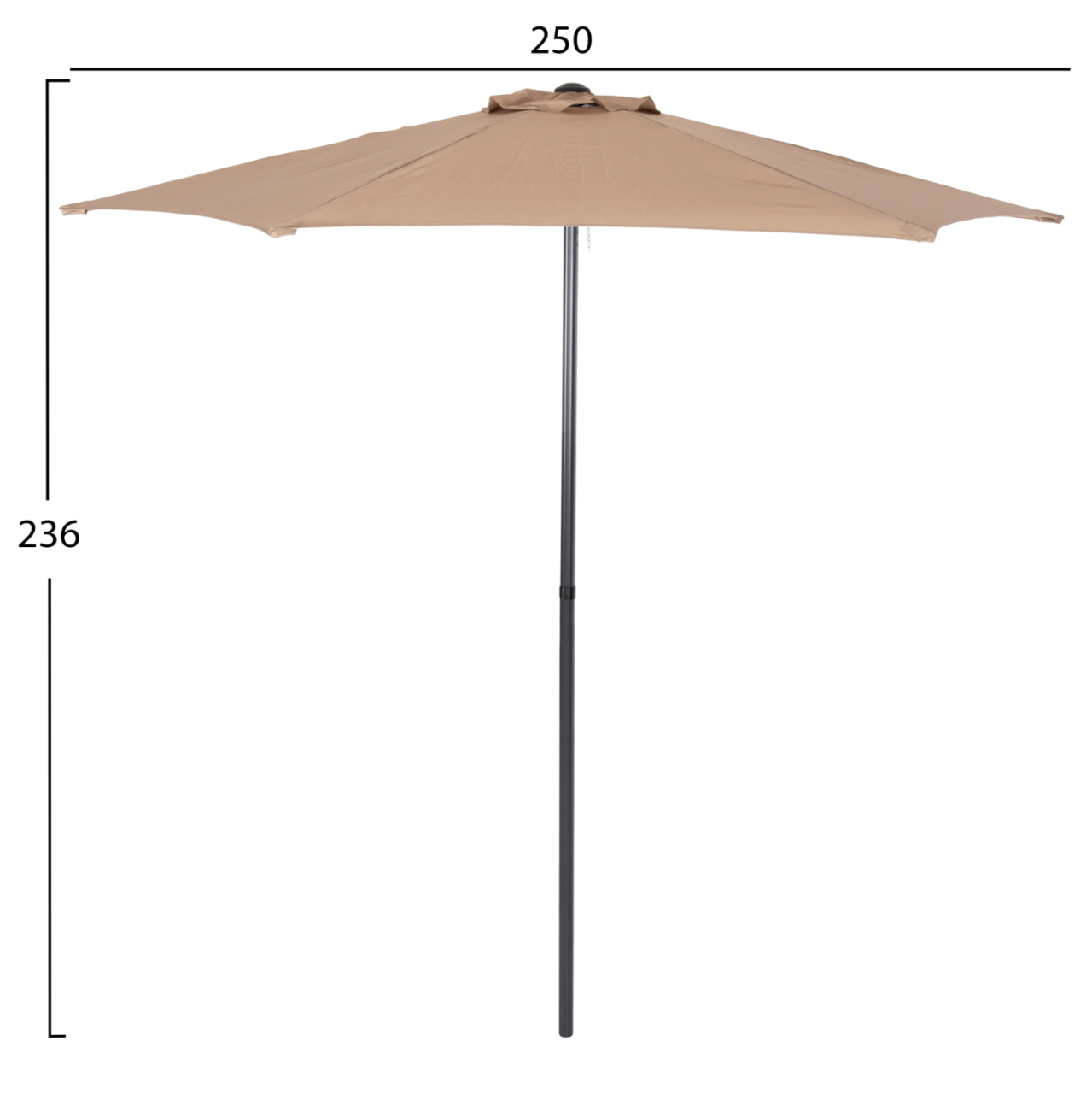 ALUMINUM UMBRELLA WITH 6 SPOKES KACEN HM6030.04 MOCHA-ANTHRACITE Φ250x236H cm. [2]