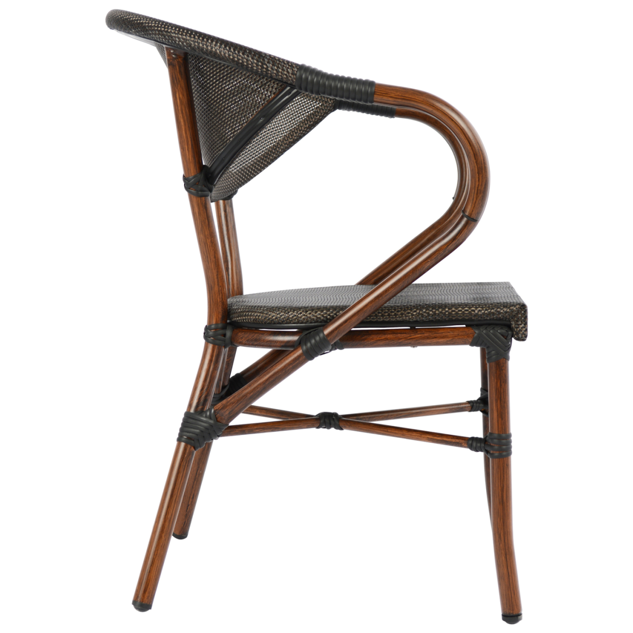 Armchair Aluminum Bamboo Look Brown with textline HM5025 60,5x59x81Η cm [4]